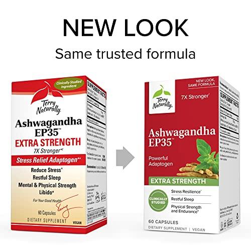 Terry Naturally Terry Naturally Ashwagandha EP35 Extra Strength - 60 Capsules - Powerful Adaptogen - Non-GMO, Vegan - 60 Servings