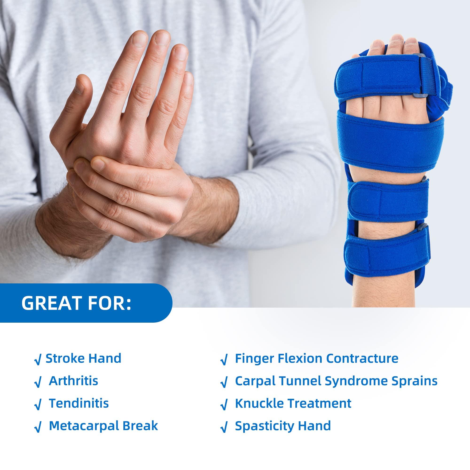 Fanwer Resting Hand Splint, Stroke Hand Therapy Equipment, Hand Brace with Finger Support for Stroke Recovery Patients, Carpal Tunnel Syndrome, Arthritis, Tendinitis, Metacarpal Breaks (Left)