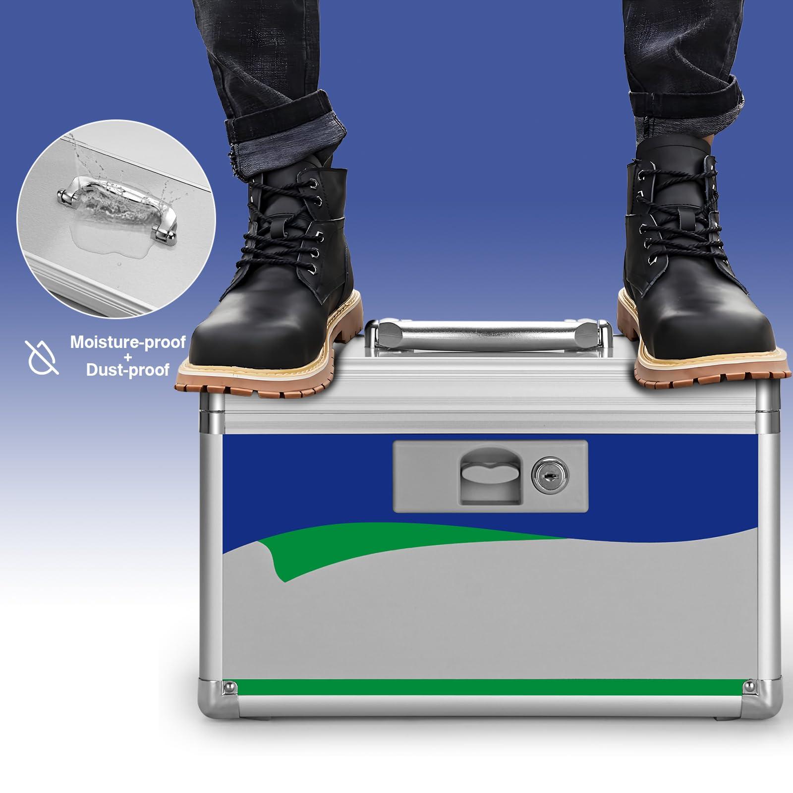 GODLONSEN GODLONSEN Medicine Lock Box for Safe Medication - 15 x 8.7 x 9.4 Inches - Lockable Storage Box for Drugs, First Aid Kit Empty, Lock Boxes with Key for Home/Outdoor (Blue/X-Large)