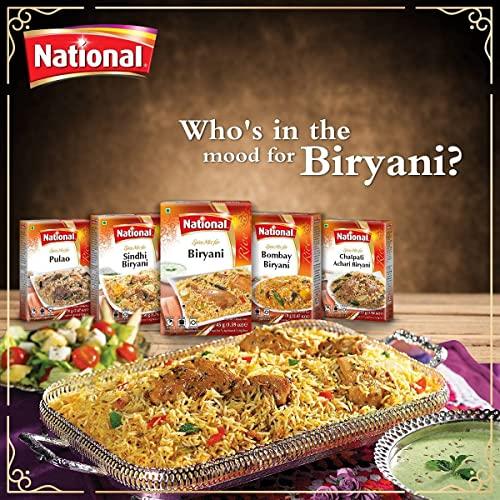 National National Foods Bombay Biryani Recipe Mix 3.80 oz (110g) | South Asian Mixed Spice Powder | Meat Layered Pilaf | Traditional Food | Value Pack of 4