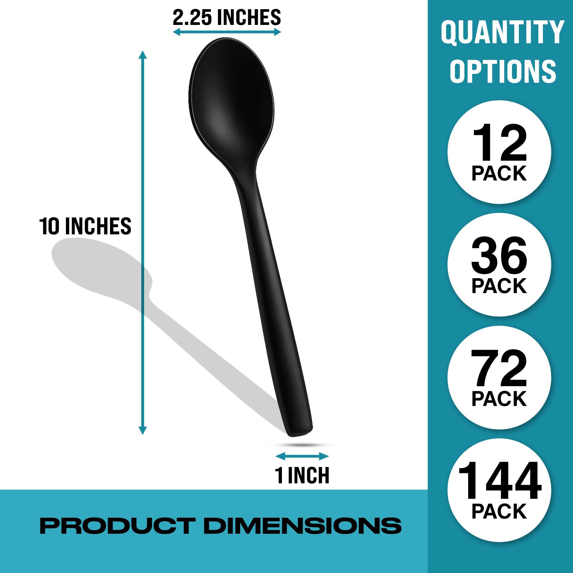 C&S Event Supply Co. 10\" Black Plastic Serving Spoons for Buffet, Bulk 72 Count, Heavy Duty Disposable Spoon, Large Plastic Serving Utensils for your Catering Supplies, Events, Party, and Weddings by C&S Event Supply Co.