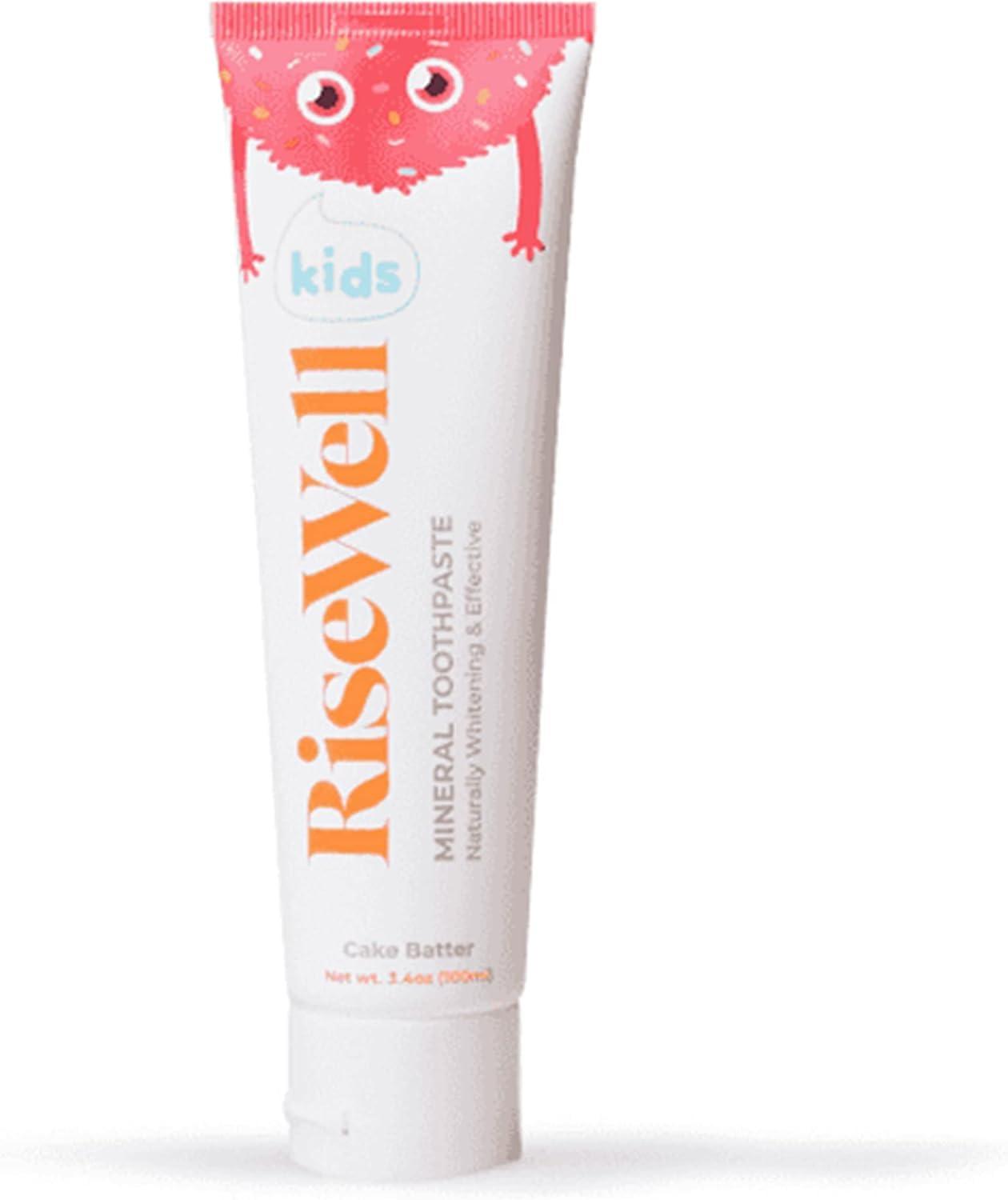 RiseWell RiseWell Kids Mineral Toothpaste - Hydroxyapatite Kids Toothpaste - Safe to Swallow, No Added Fluoride and All Natural - Cake Batter Flavor, 3.4 Oz