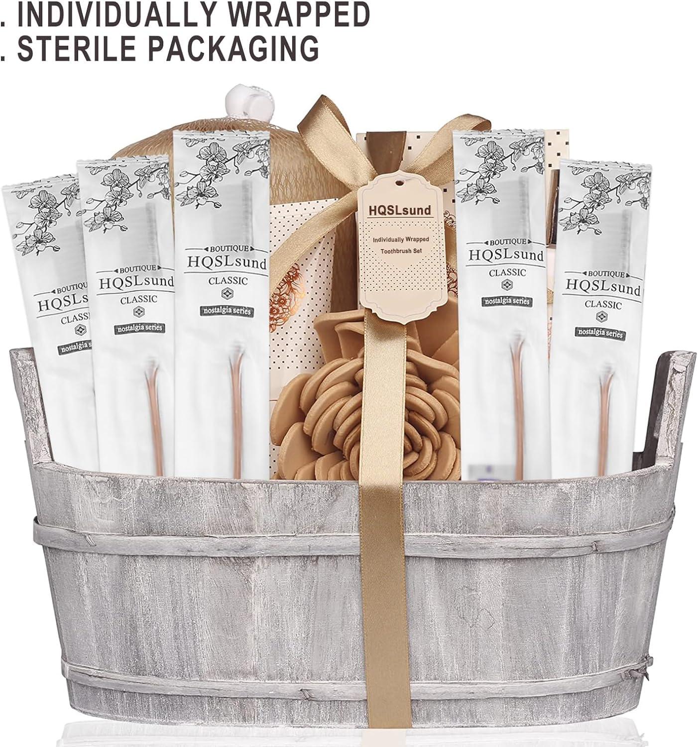 HQSLsund HQSLsund 20 pcs Disposable Toothbrush with Toothpaste Bulk Individually Wrapped, Travel Toothbrush Kit, Hotel Toothbrushes Bulk for Airbnb,Shelter/Wedding/Nursing Home/Charity/Homeless, Gold