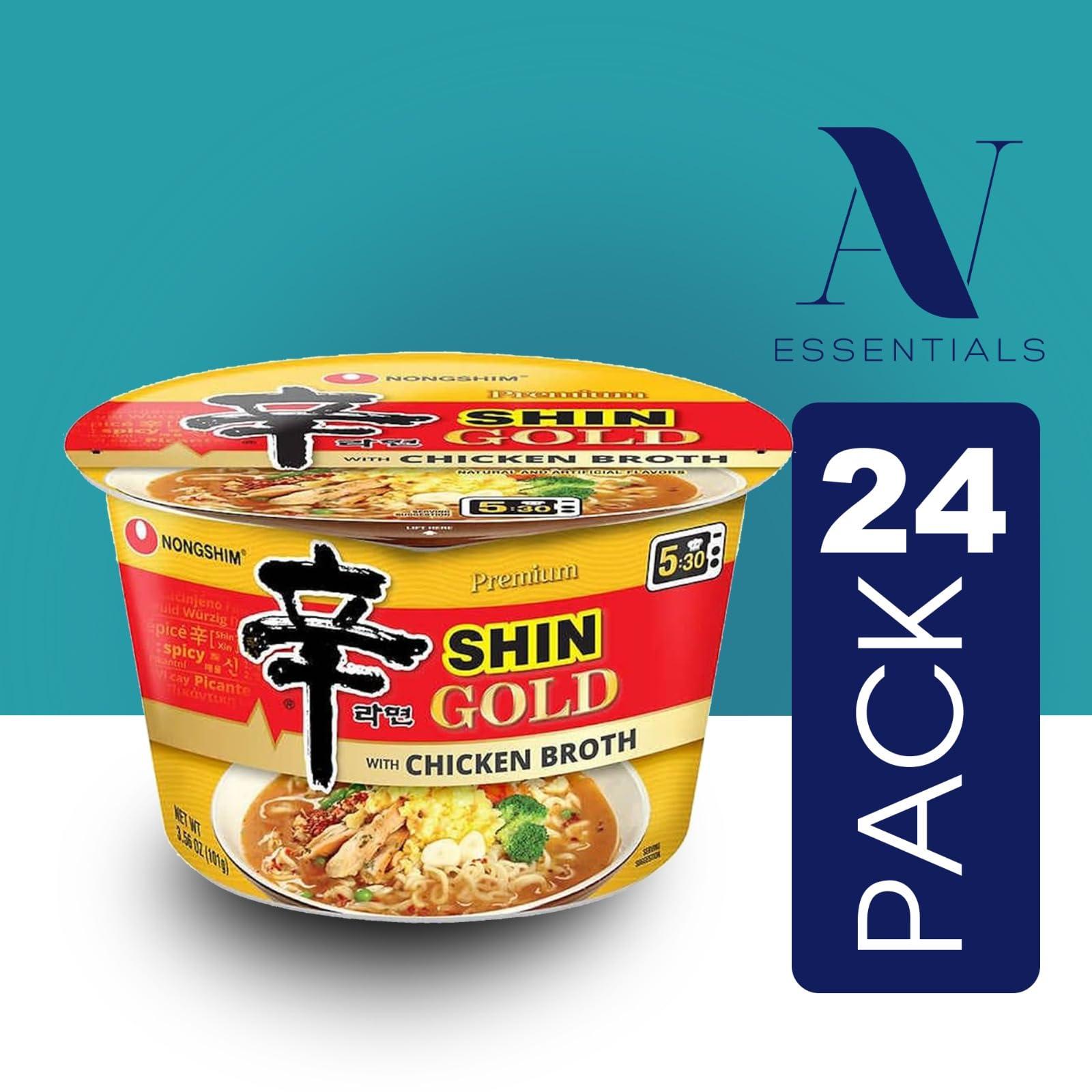 Nongshim Nongshim Gourmet Shin Gold, 6 pack Big Bowl, Rich Spicy Chicken Broth, Sauce Packet, Premium Microwavable Instant Ramyun Soup Mix, Savory & Rich