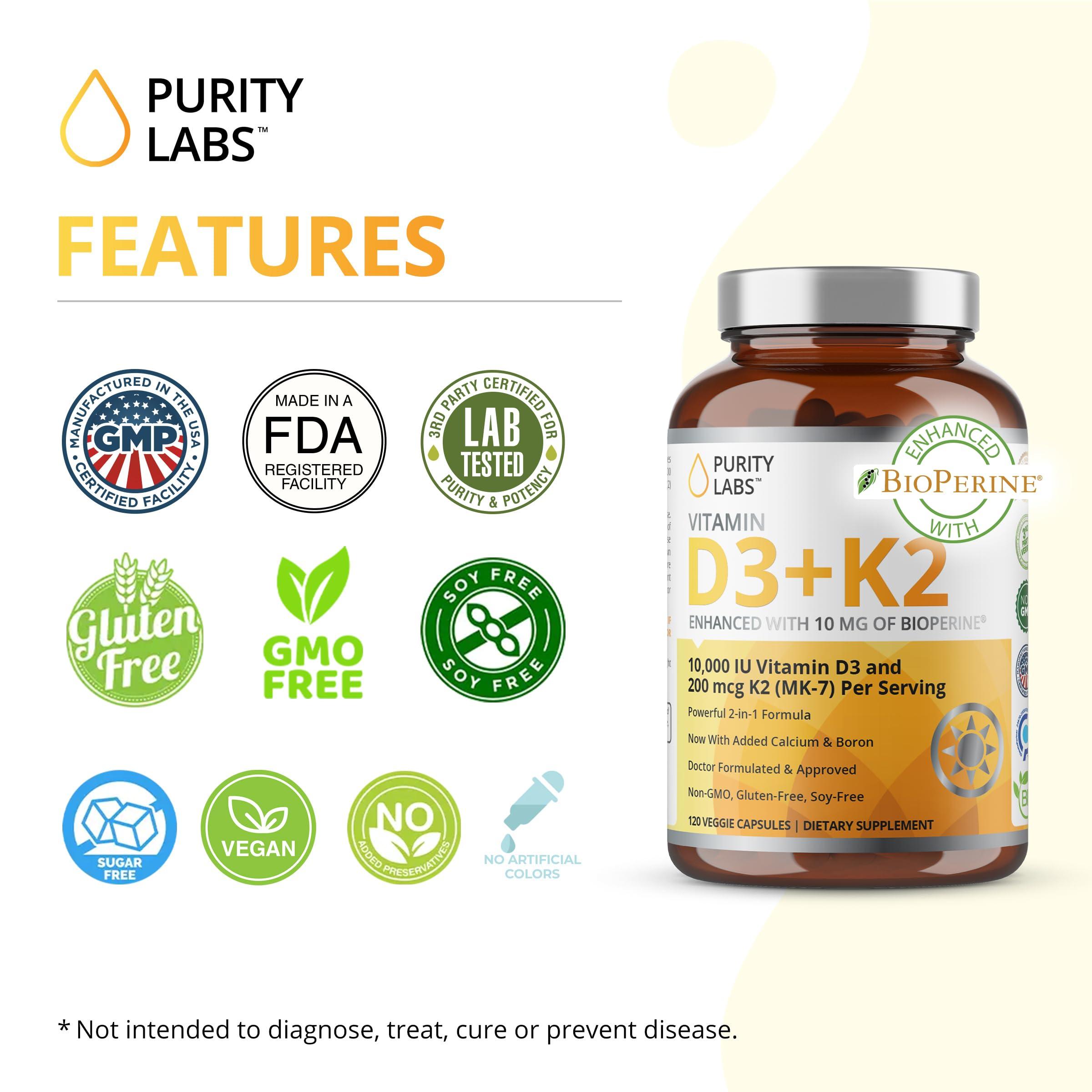 Purity Labs Purity Labs Vitamin D3 K2 & Pure Trans-Resveratrol Supplement