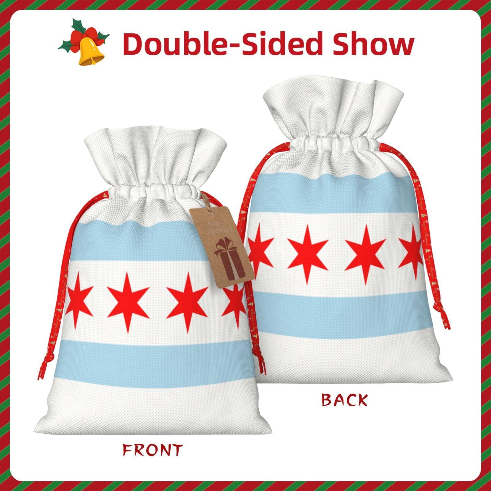 Generic Chicago Flag Christmas Gift Bags Holiday Gift Bags -Christmas Bags For Gifts For Christmas Party Decorations -Christmas Gift Wrap