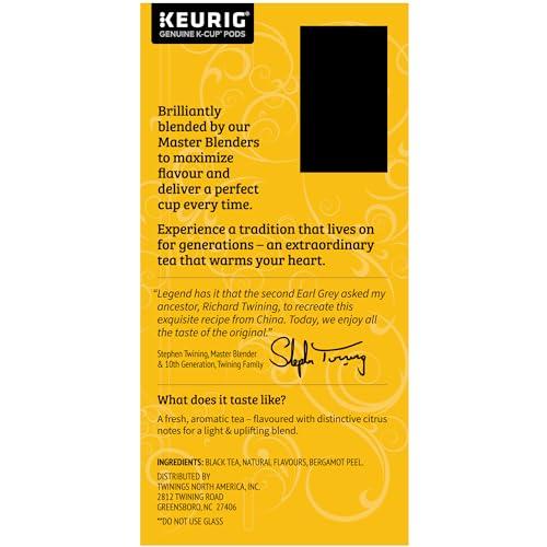 Twinings Twinings Decaffeinated Earl Grey Black Tea K-Cup Pods for Keurig, 24 Count (Pack of 1), Flavoured with Citrus and Bergamot, Enjoy Hot or Iced | Packaging May Vary