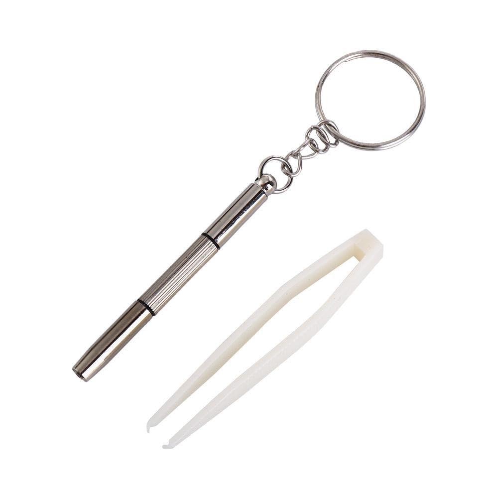 Generic Glasses Repair Kit, Sunglass Repair Tool Mini Mixed Glasses Screws with Tweezers Watch Tiny Screws Screwdriver Assorted Kit(Gold Cross Screws)