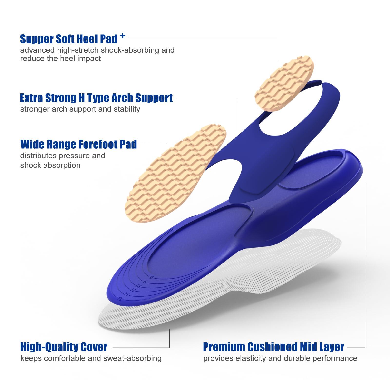 GED Skateboarding Shoe Insoles for Women, GED Sports Inserts for Skate Sneakers and Athletic Activity, Orthotic Insoles for Stability, Cushioning, Shock Absorbing, Arch Support, Protection US 6-6.5