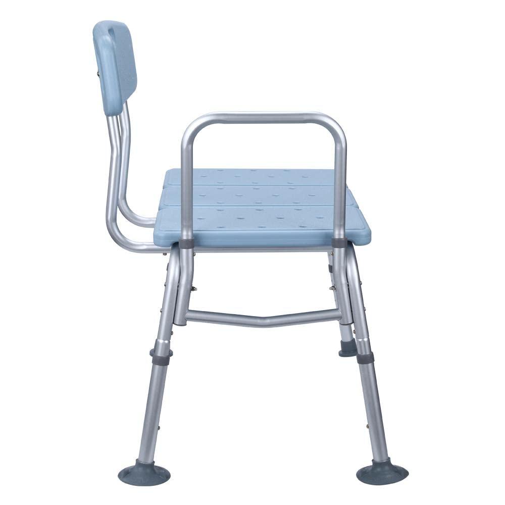 Heafront Adjustable Tub Transfer Bench with Backrest and Handle - Aluminum Medical Shower Chair and Bath - Elderly and Handicap Bathroom Safety Equipment