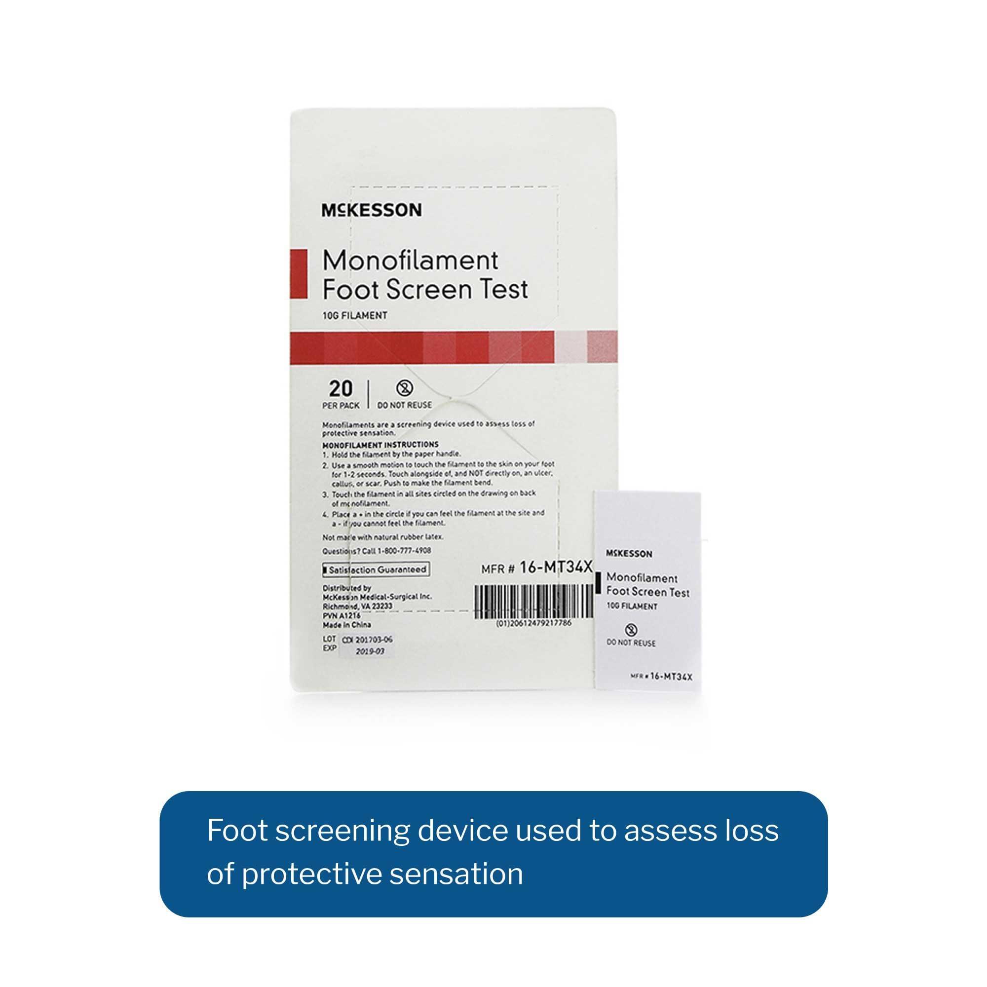 McKesson McKesson Monofilament Foot Screen Test, Neuropathy Screening Test Diabetic, 10 g, 20 Count