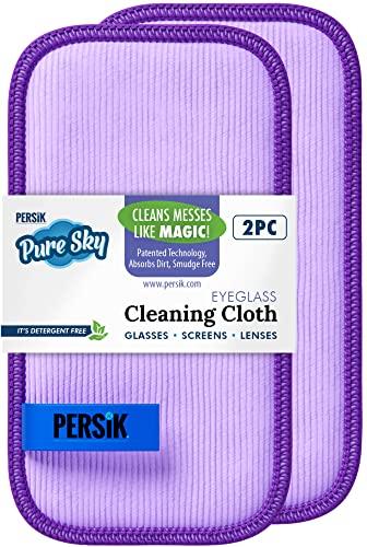 persik persik Pure-Sky Ultra-Microfiber Cleaning Cloth Streak Free - JUST ADD Water No Detergents Needed - Includes Window and Glass Cleaning Towel Pack of 2 + Eyeglasses Cleaning Cloth Pack of 2