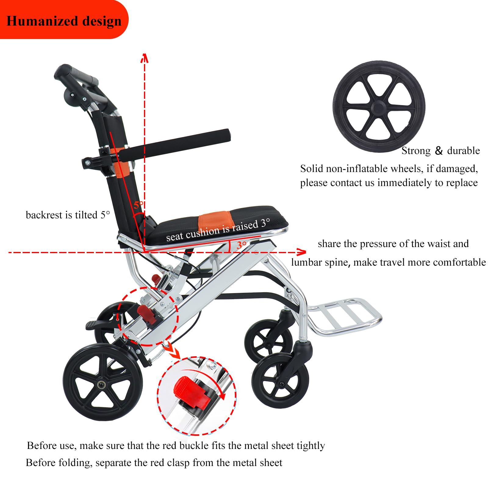urge medical Portable Folding Wheelchair, Travel Wheelchair with handbrake, Ultra-Light Wheelchair for The Elderly and Children (with Bag)…