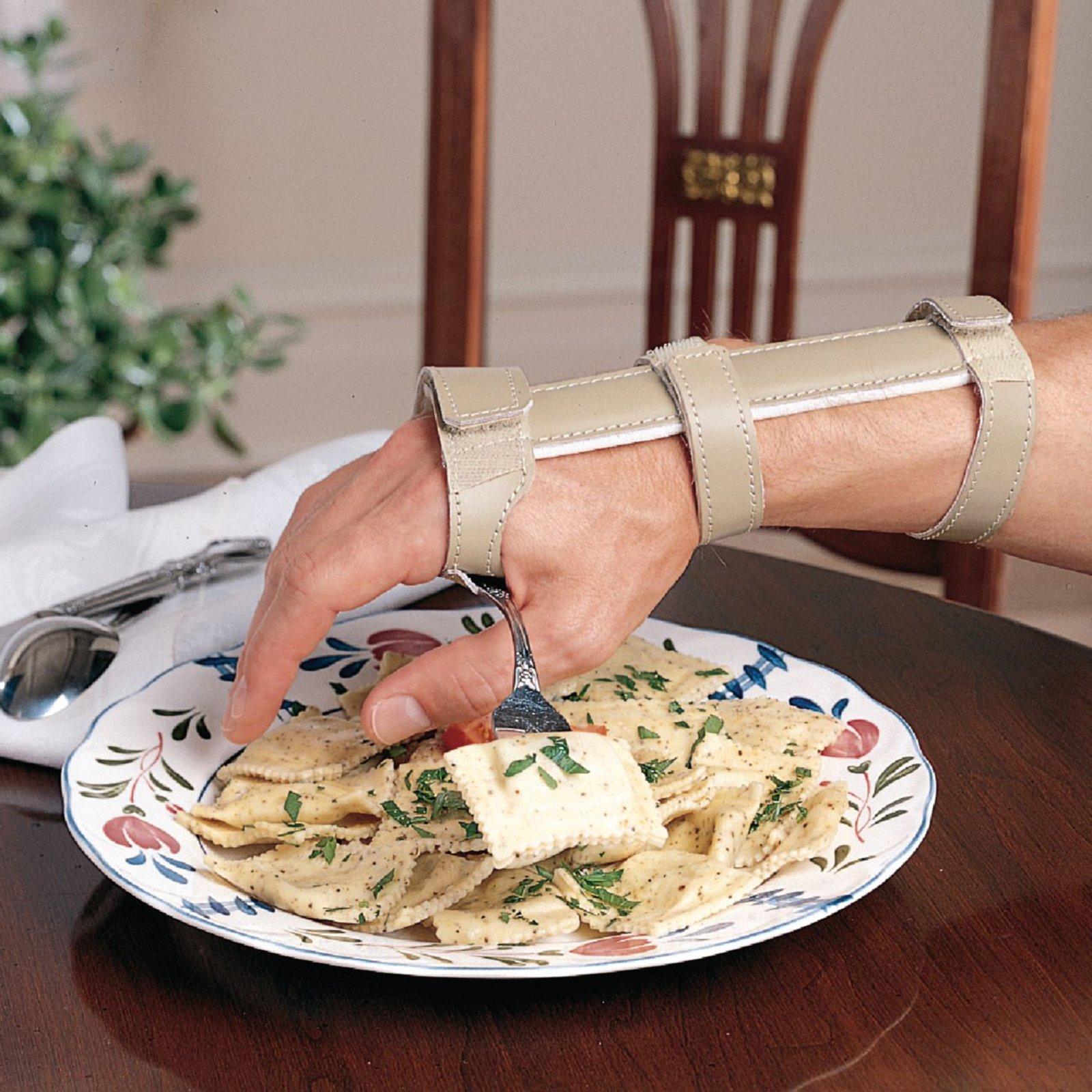 Sammons Preston Sammons Preston Economy Wrist Support with Utensil Holder Pocket for Right Hand, Leather Covered Metal Wrist Splint & Kitchen Aid for Carpal Tunnel & Hand Injuries, Stabilize Right Wrists, Large 3.5\"