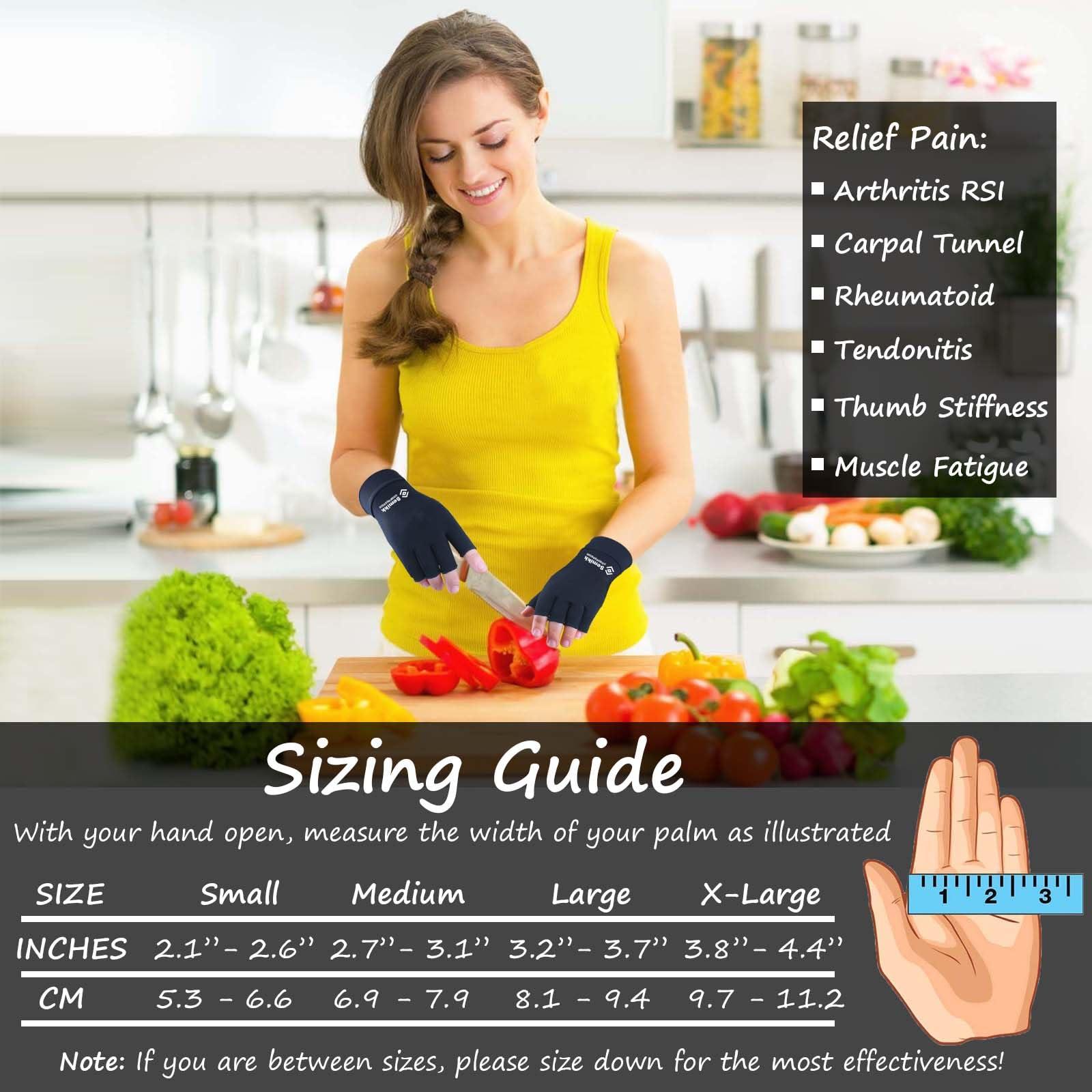 Semikk 2 Pairs Compression Gloves for Women and Men – Copper Arthritis Gloves for Rheumatoid Arthritis Osteoarthritis Carpal Tunnel – Hand Pain Relief and Support – Open Finger (Black, X-Large (2 Pair))