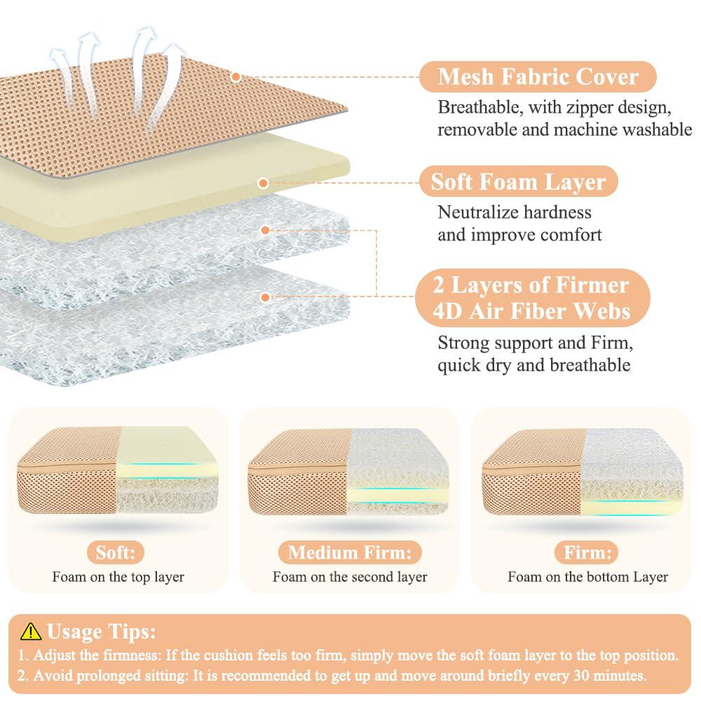 ECISZ Booster Seat Cushion Extra Thick Chair Foam Cushion for Elderly Adult Booster Seat Elevation Pillow Extra Firm Riser Supportive Lift Chair Cushion Lift Pads for Home, Couch, Patio, Office Seats