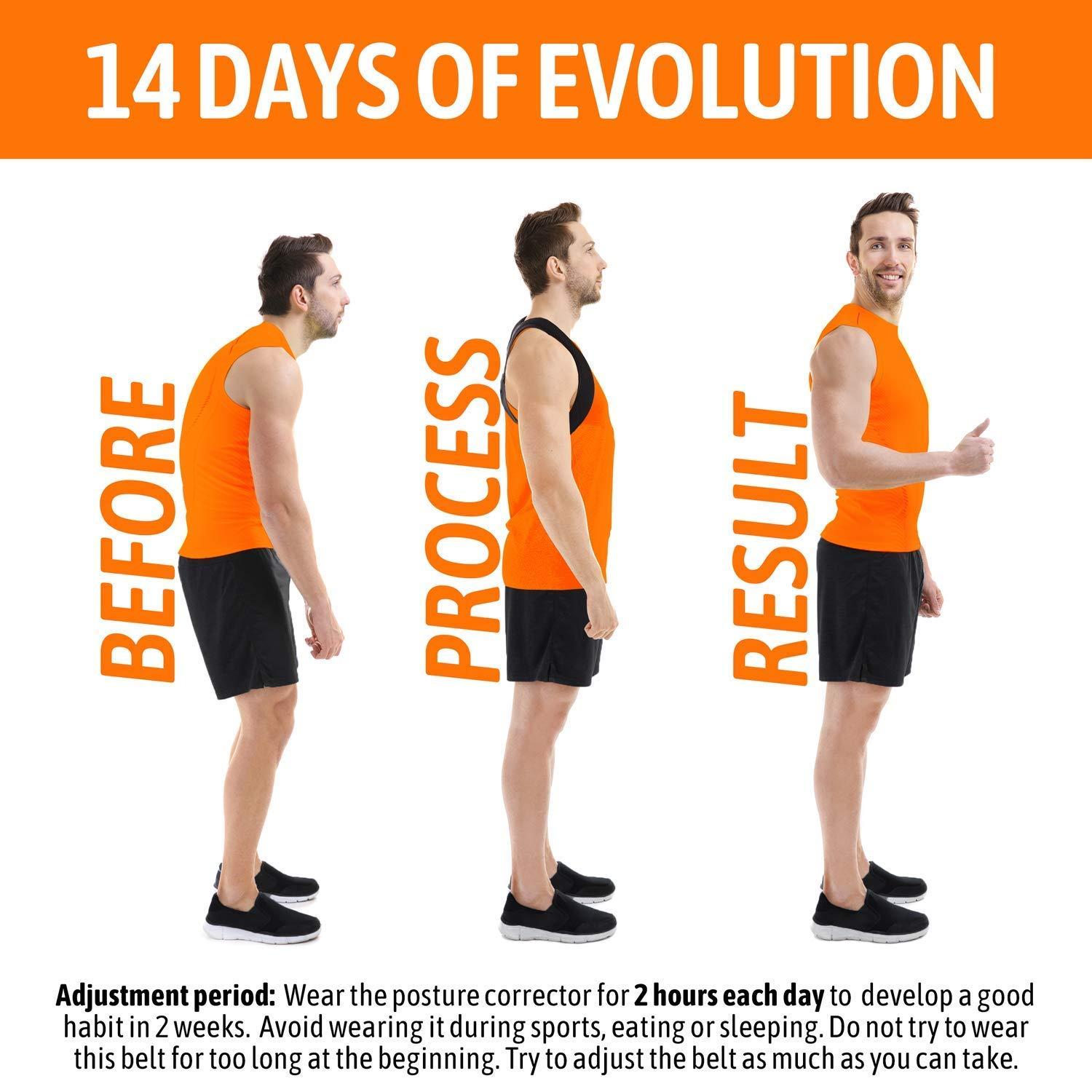 GEARARI Gearari Posture Corrector for Men and Women, Upper Back Brace for Clavicle Support, Adjustable Back Straightener Belt and Providing Pain Relief from Neck, Back & Shoulder