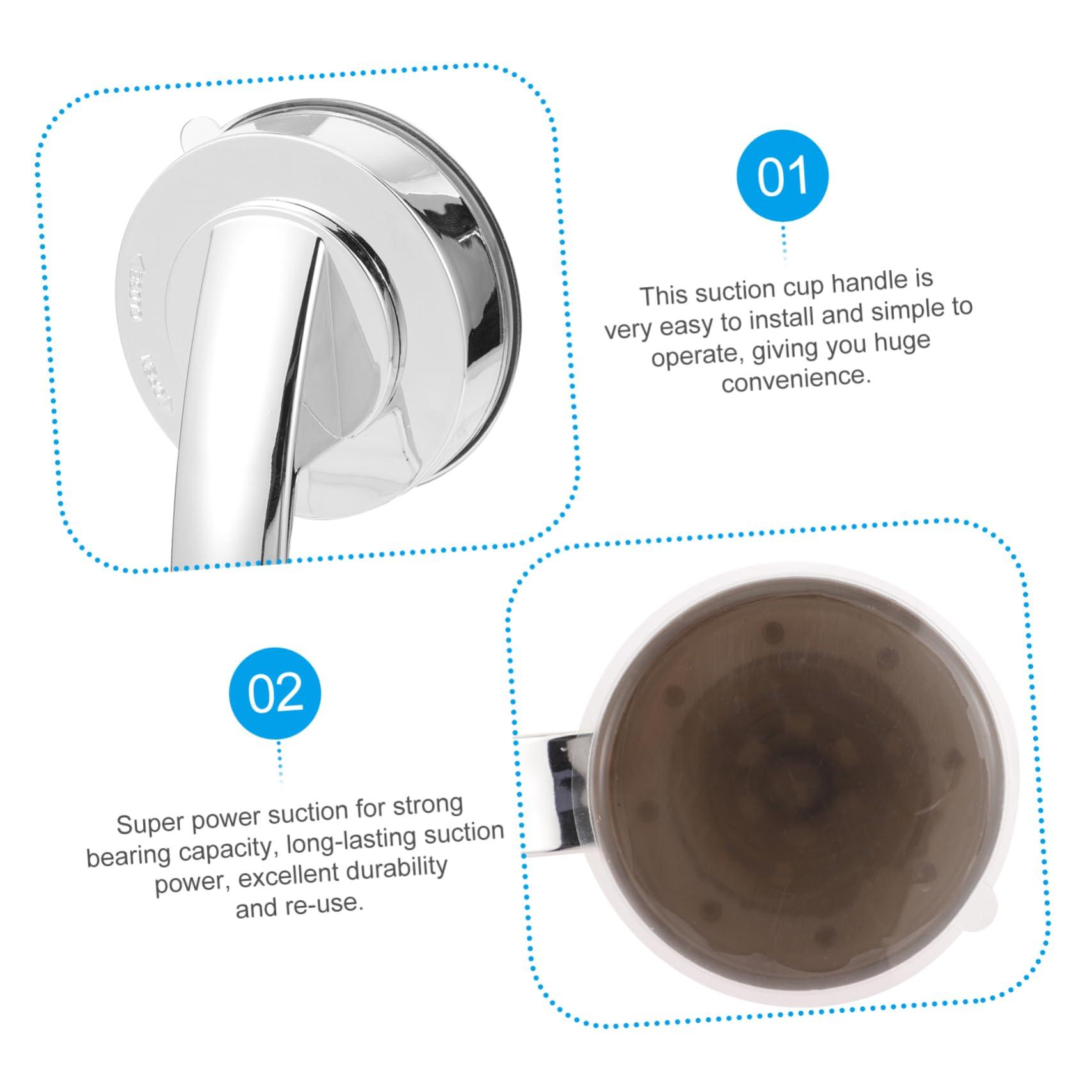 Mobestech Mobestech Armrest Tap Handle Shower Suction Handle Bathroom Suction Handle Handles Suction Shower Grab Bar Suction Cup Handle Suction Grab Bar for Bathroom Silver Plastic