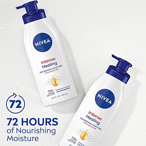 NIVEA NIVEA Intense Healing Body Lotion for Dry Skin, 72-Hour Moisturizing Lotion with Deep Nourishing Serum and Provitamin B5, 16.9 Fl Oz Pump Bottle