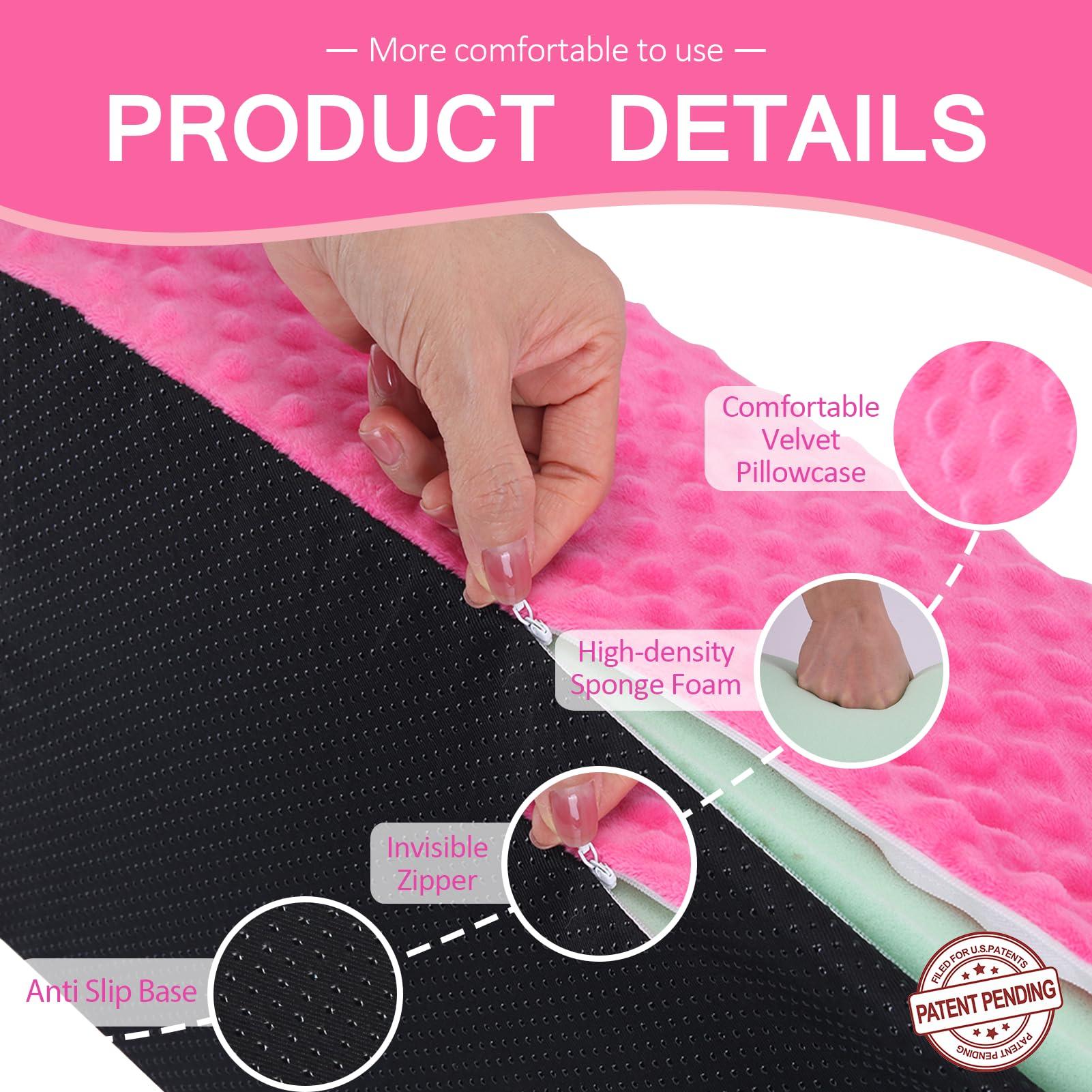 Jacobable Jacobable Wedge Pillow for Side Sleeping, Body Positioning Foam Wedge Pillow, Side Wedge Pillow for Sleeping Non-Slip Back Positioning Pillow for Bed Sore Wedge (Pink)