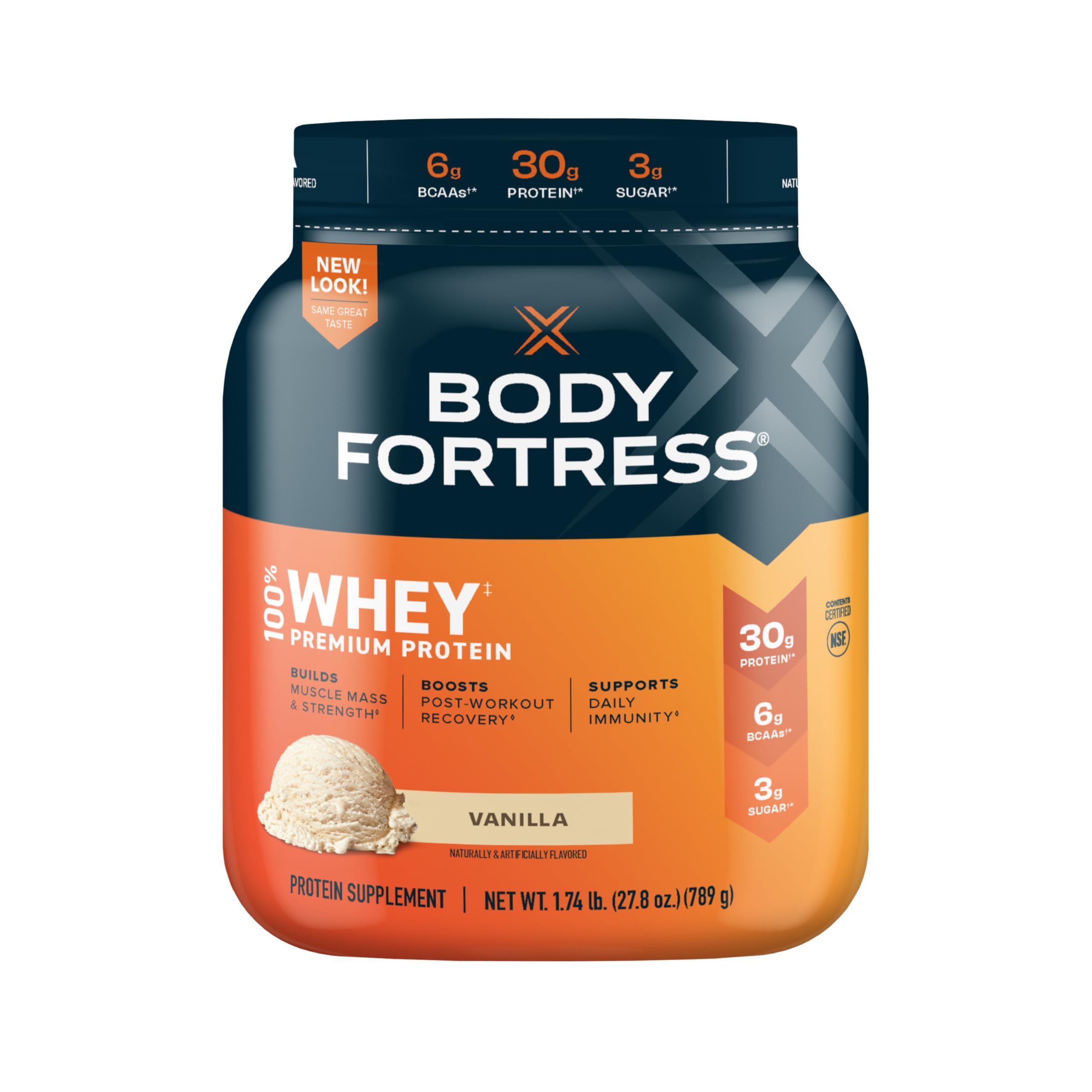 Body Fortress Body Fortress 100% Whey, Premium Protein Powder, Chocolate Peanut Butter, 1.78lbs (Packaging May Vary) & 100% Whey, Premium Protein Powder, Vanilla, 1.74lbs (Packaging May Vary)