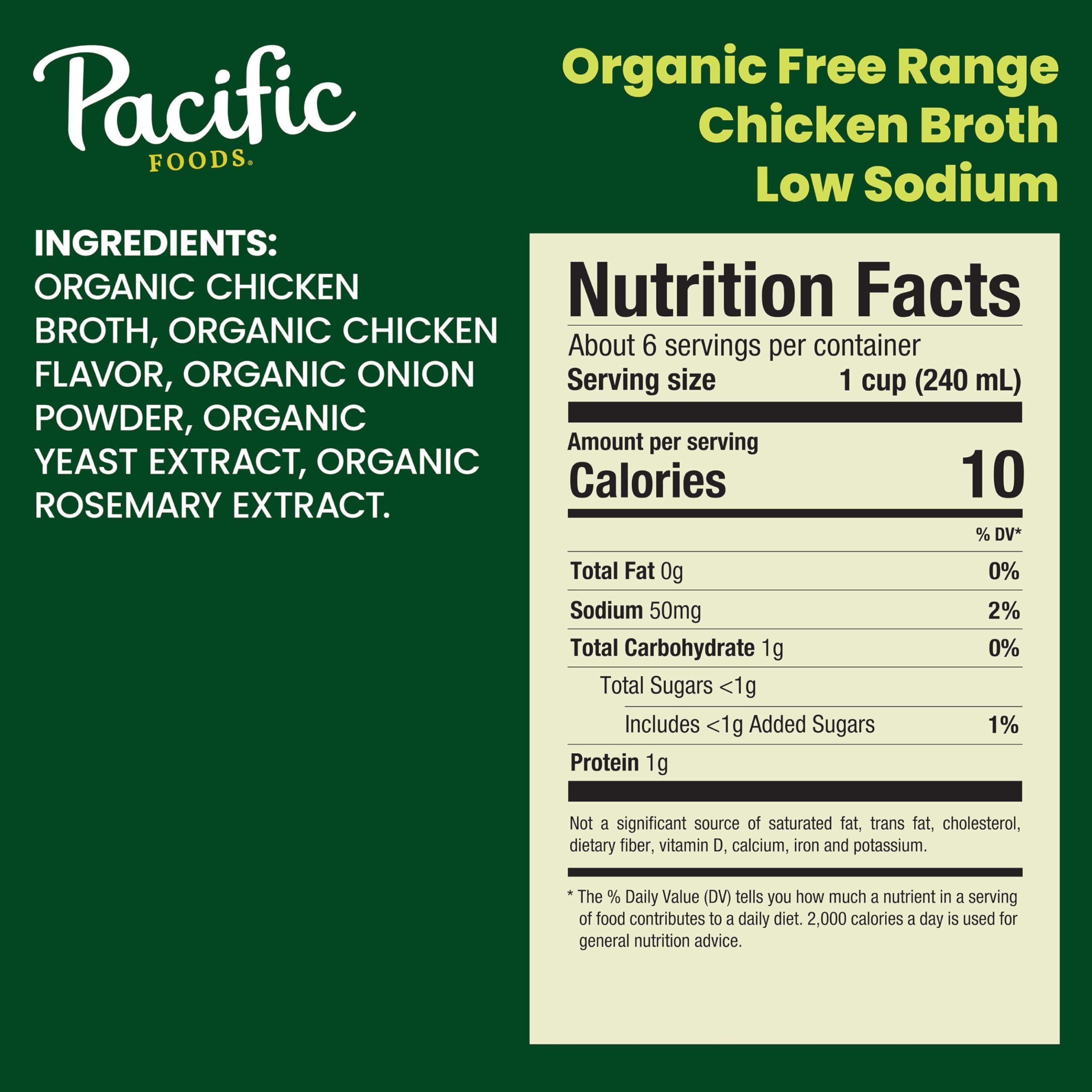 Pacific Foods Pacific Foods Low Sodium Organic Free Range Chicken Broth, 48 oz Carton