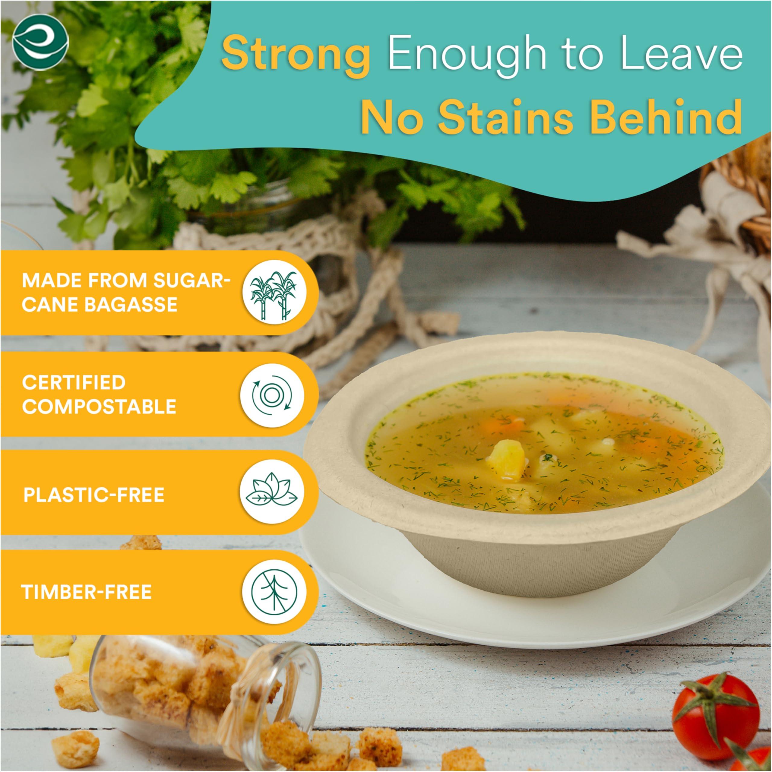 ECO SOUL ECO SOUL 100% Compostable 12 Oz Soup Bowls [4 Packs of 100] Disposable dessert bowls I Heavy duty paper bowl I Eco-friendly salad bowl I Biodegradable large Bowls