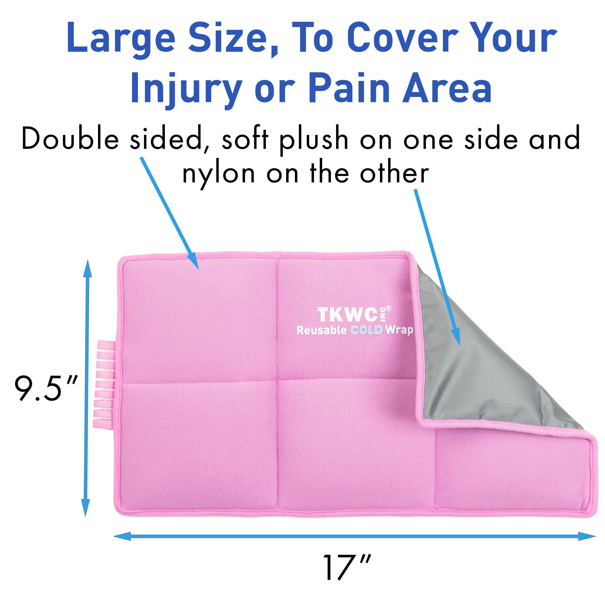 TKWC INC Flexible Reuseable Gel Ice Pack Cold Wrap (Oversize 17.5\" x 9.5\") Ice Packs for Injuries, Back Pain Relief, Knee Ice Pack Wrap, Surgery Recovery, Ankle Ice Pack, Shoulder Cold Wrap (Pink) by TKWC INC
