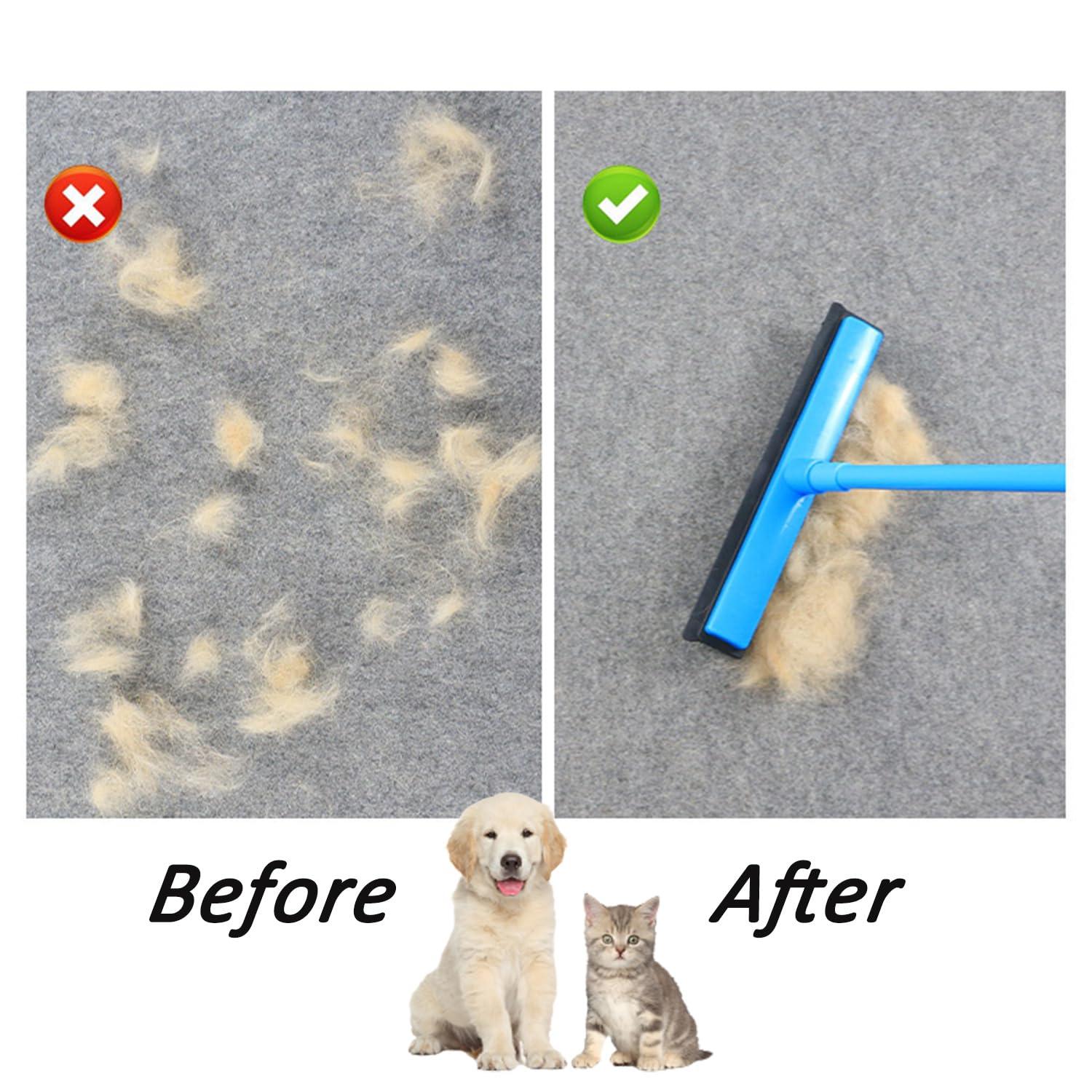 RJDJ Indigopetco Pet Hair Removal Broom, Pet Hair Removal Tool, Multi-Surface Squeegee Rubber Broom, Rubber Broom Pet Hair Remover, Extendable Pet Hair Remover Broom for Carpet, Mats,Couch (Black)