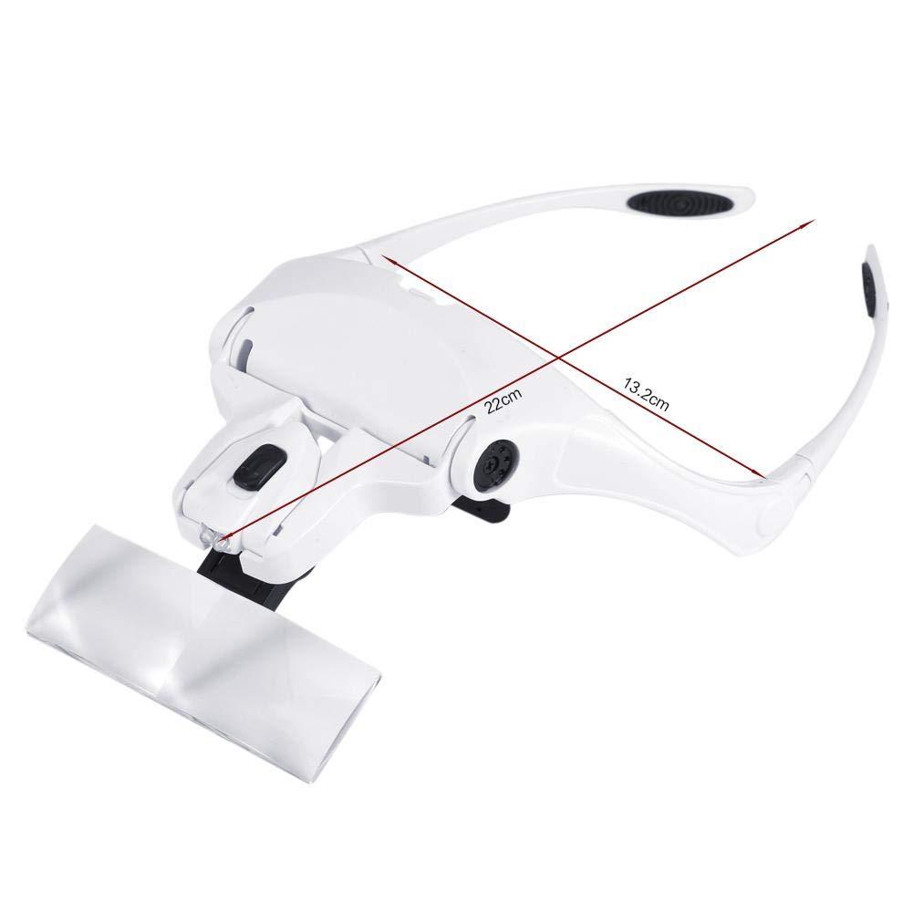 Asixx Asixx Head Worn Lighted Magnifying Glasses or 5 Lens Headset Magnifier, Head Magnifier Suitable for Eyelash Extension and Other Exquisite Products Inspection