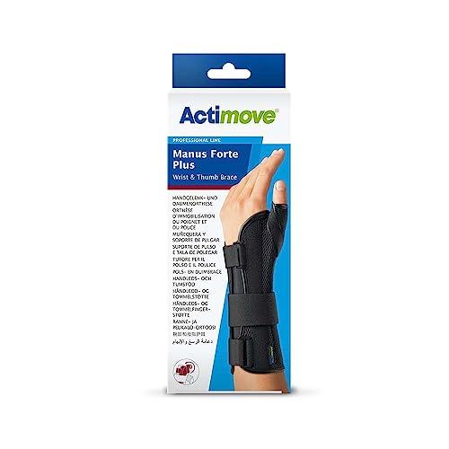 Actimove Actimove Professional Manus Forte Plus Wrist Support & Thumb Brace | Wrist Splint for Arthrosis, Rheumatoid Arthritis, Sprains, Tendon, Soft Tissue & Ligament Injuries, Postoperative Care | Black, Left, X-Small