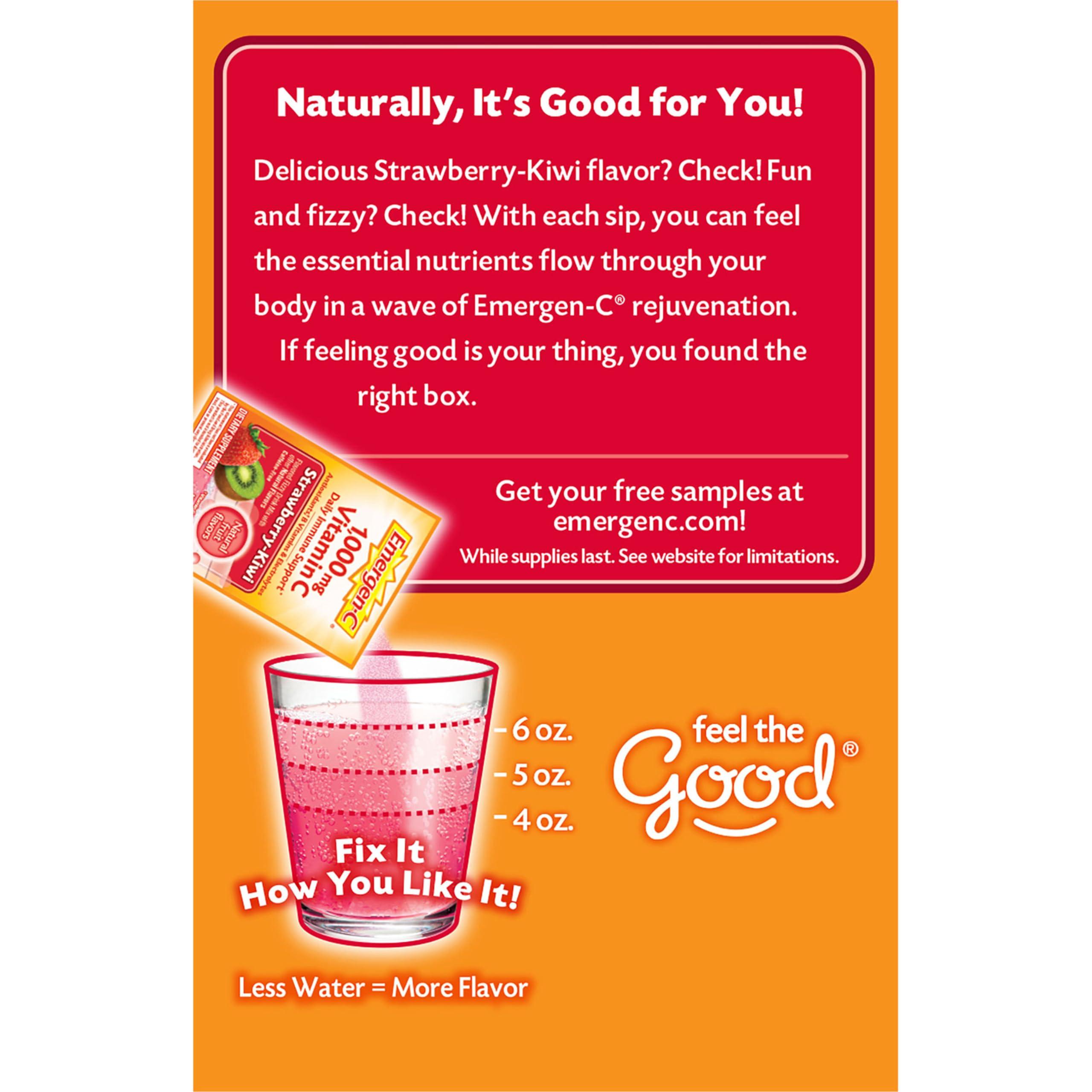 Emergen-C Emergen-C 1000mg Vitamin C Powder, with Antioxidants, B Vitamins and Electrolytes, Vitamin C Supplements for Immune Support, Caffeine Free Fizzy Drink Mix, Strawberry Kiwi Flavor - 30 Count