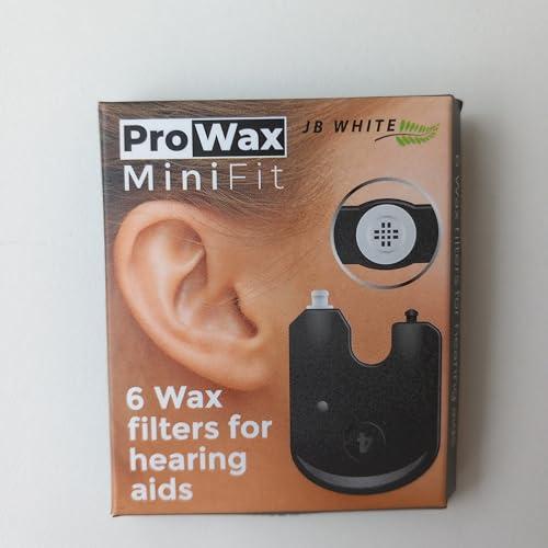 JB WHITE JB White - 6X Wax Guard for Oticon ProWax MiniFit Filter, Hearing Aid Supplies (1 Pack / 6 Pcs) Replacements Wax Filters for all MiniRITE Hearing Aid using miniFit Domes, Wax Guards Accessory