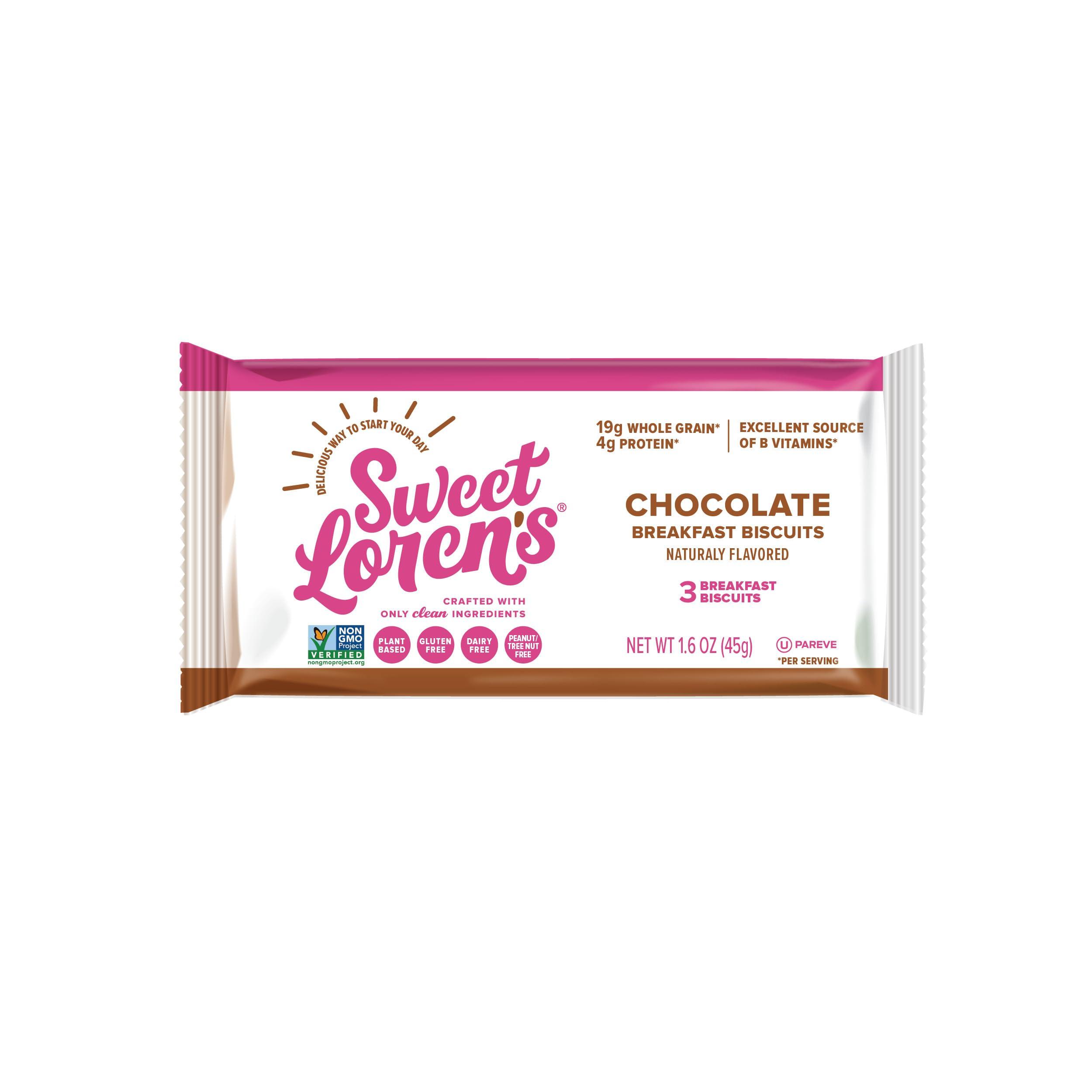 Sweet Loren\'s Sweet Loren\'s Vegan Breakfast Biscuits | Chocolate | 4g Protein, 19g Whole Grains | Plant Based, Gluten Free, Dairy Free, Nut Free Snacks | 6 Pack (30 Total Biscuits, 1.6 ounce each)