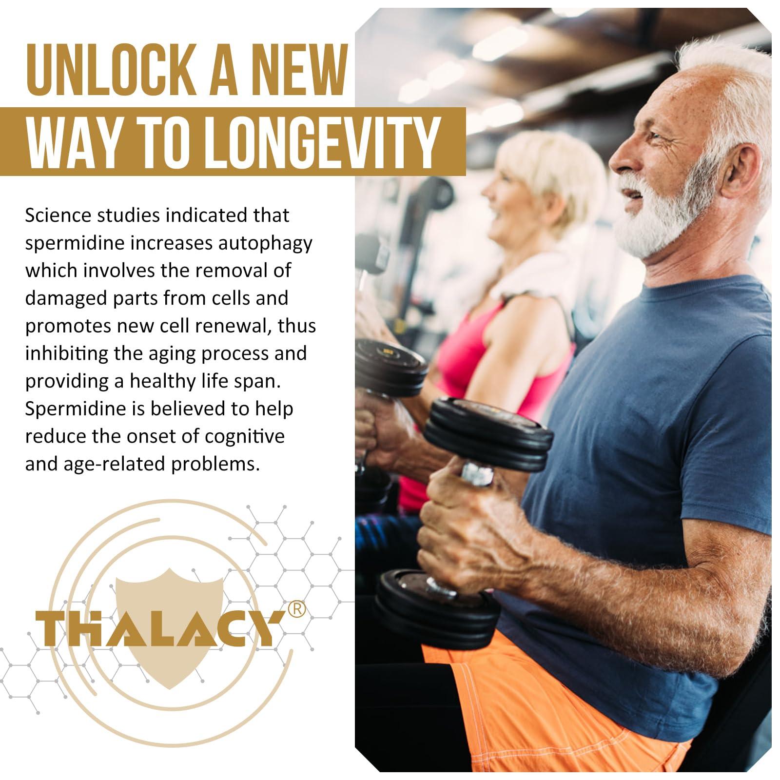 Thalacy Spermidine Supplements 13mg - 1300mg Wheat Germ Extract Capsules Potent Formula with Higher Spermidine Content and Zinc for Healthy Aging, Daily Immune System and Cell Renewal, 120 Capsules