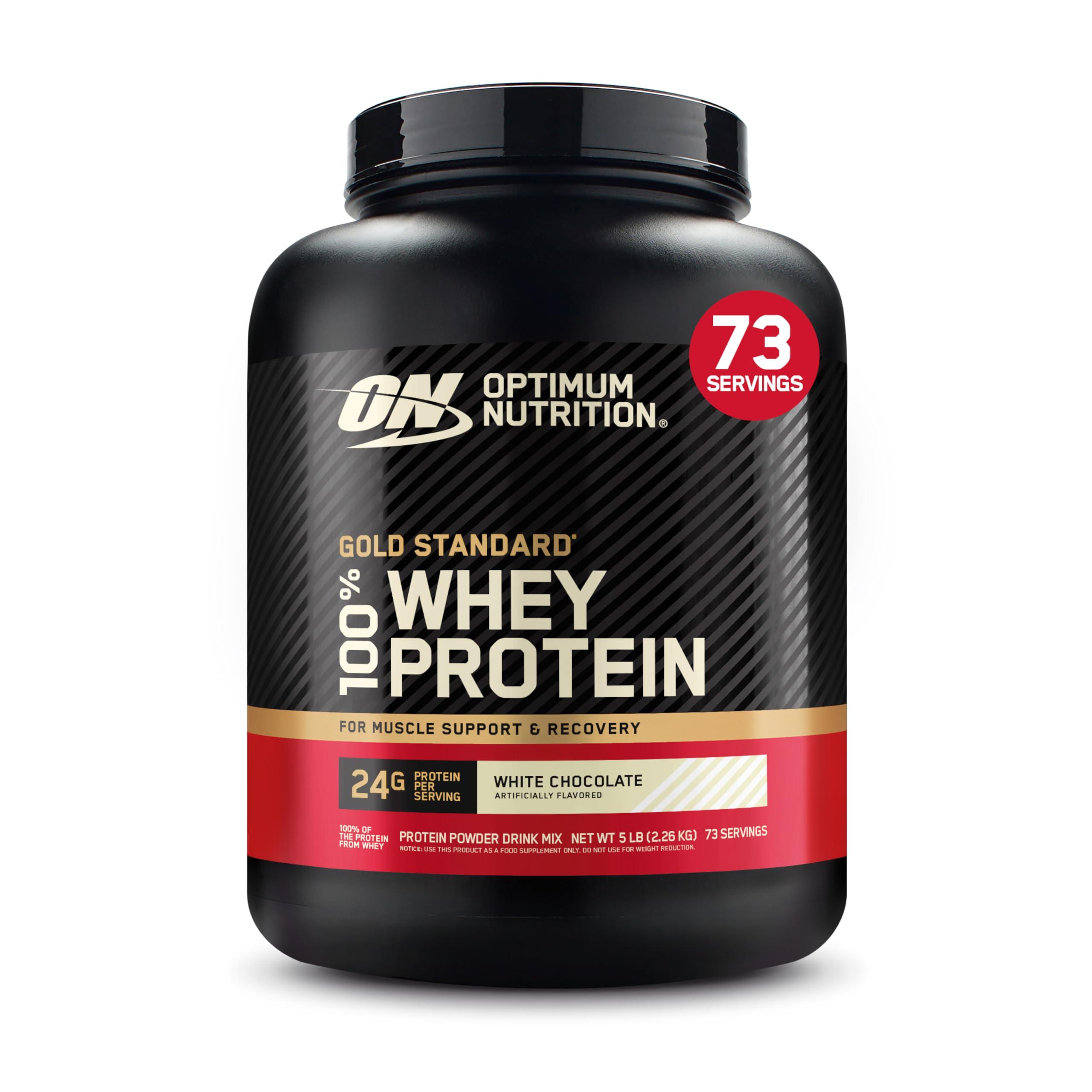 Optimum Nutrition Optimum Nutrition Gold Standard 100% Whey Protein Powder, White Chocolate, 5 Pound (Packaging May Vary)