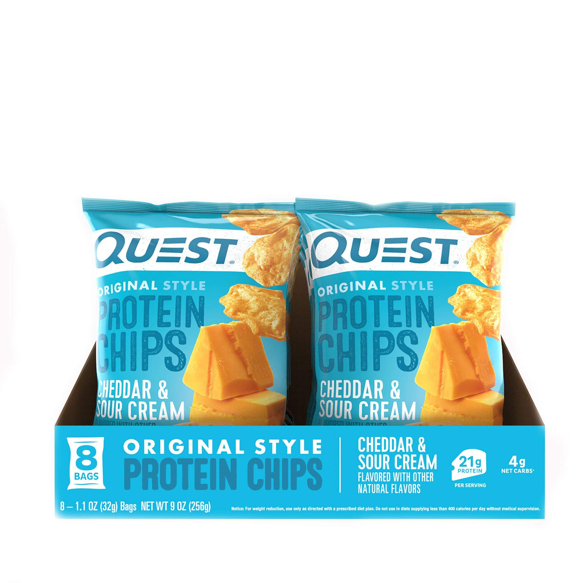 Quest Nutrition Quest Nutrition Cheddar & Sour Cream Protein Chips, Low Carb, Gluten Free, Potato Free, Baked, Pack of 8