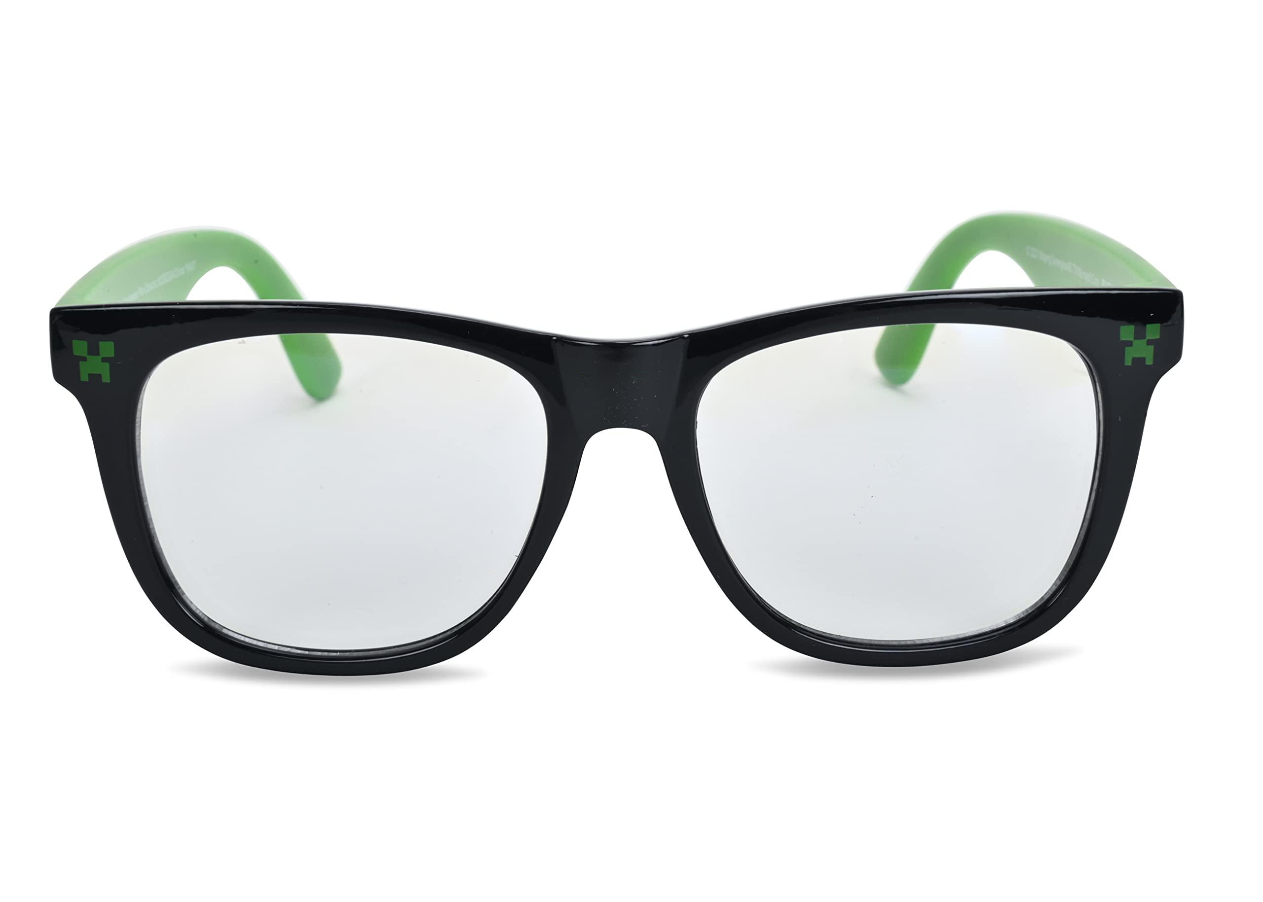 Minecraft Minecraft Blue Light Blocking Glasses with Pouch Computer Glasses and Video Gaming Eyewear Protection (Green/Black)