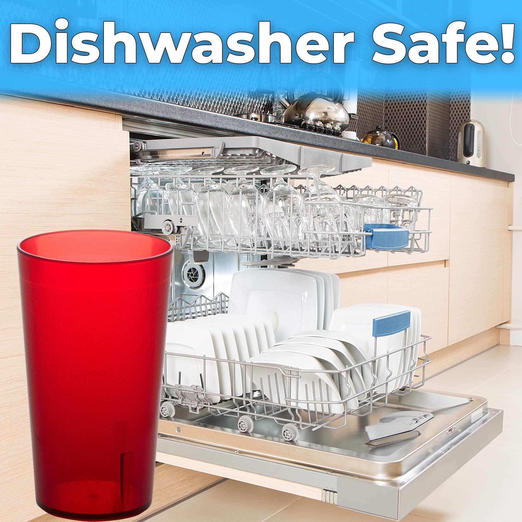 Avant Grub Restaurant Grade, BPA-Free 12oz Red Plastic Cups 24pk. Super Durable, Break Resistant Drinking Glasses for Cafe, Party, Catering. Reusable, Stackable Tumblers with Textured Grip Design