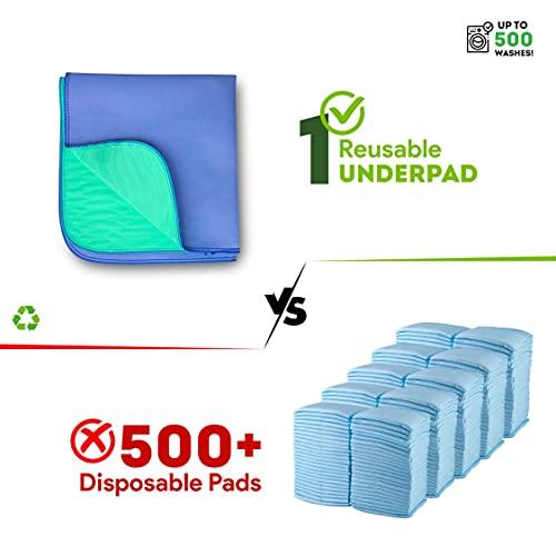 IMPROVIA IMPROVIA® Washable Underpads, 34" x 36" (Pack of 6) - Heavy Absorbency Reusable Incontinence Pads for Kids, Adults, Elderly, and Pets - Waterproof Protective Pad for Bed, Couch, Sofa, Furniture, Floor