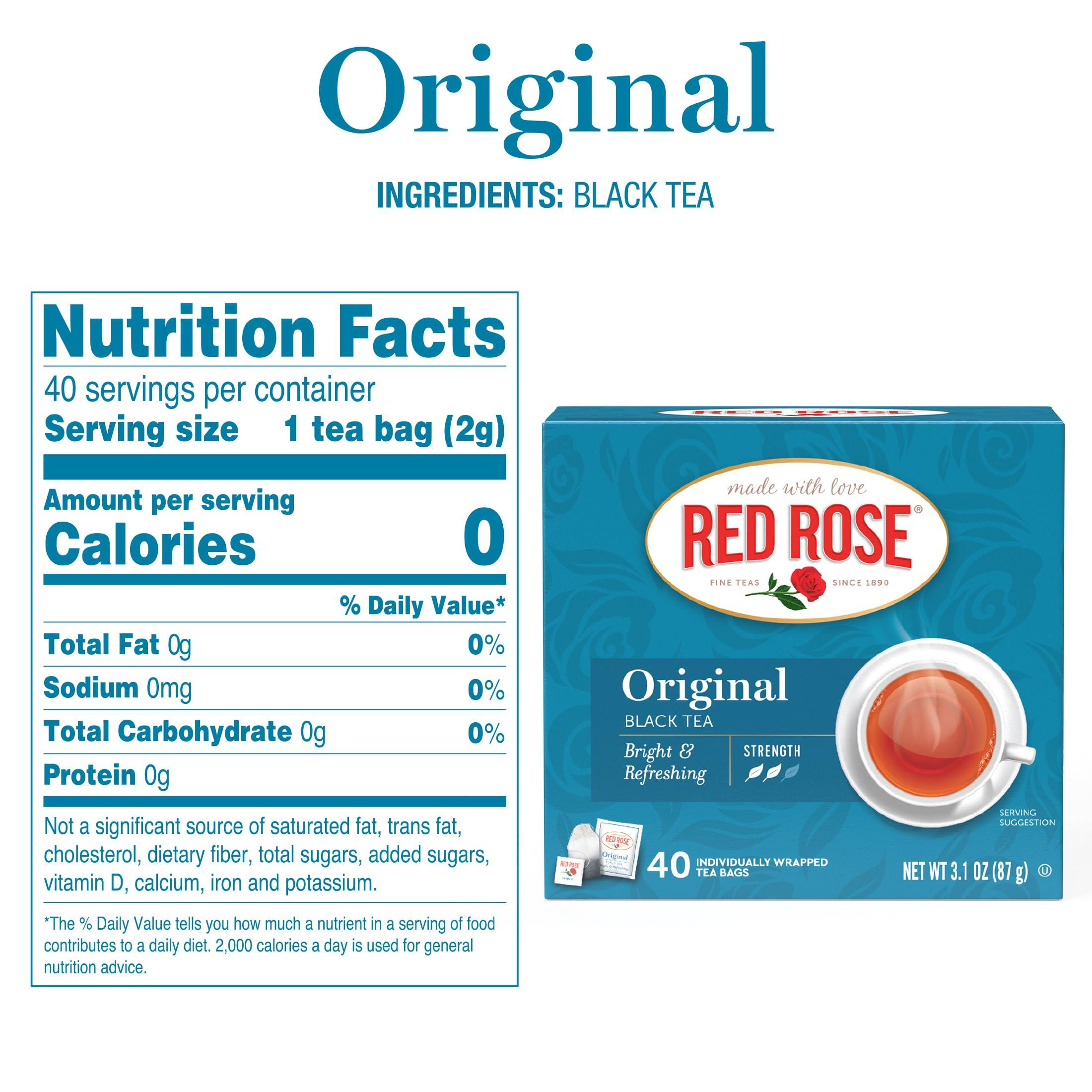 Red Rose Red Rose Original Full Flavored Black Tea Specially Blended Strong Black Tea with 40 Tea Bags Per Box Pack of 6 Contain