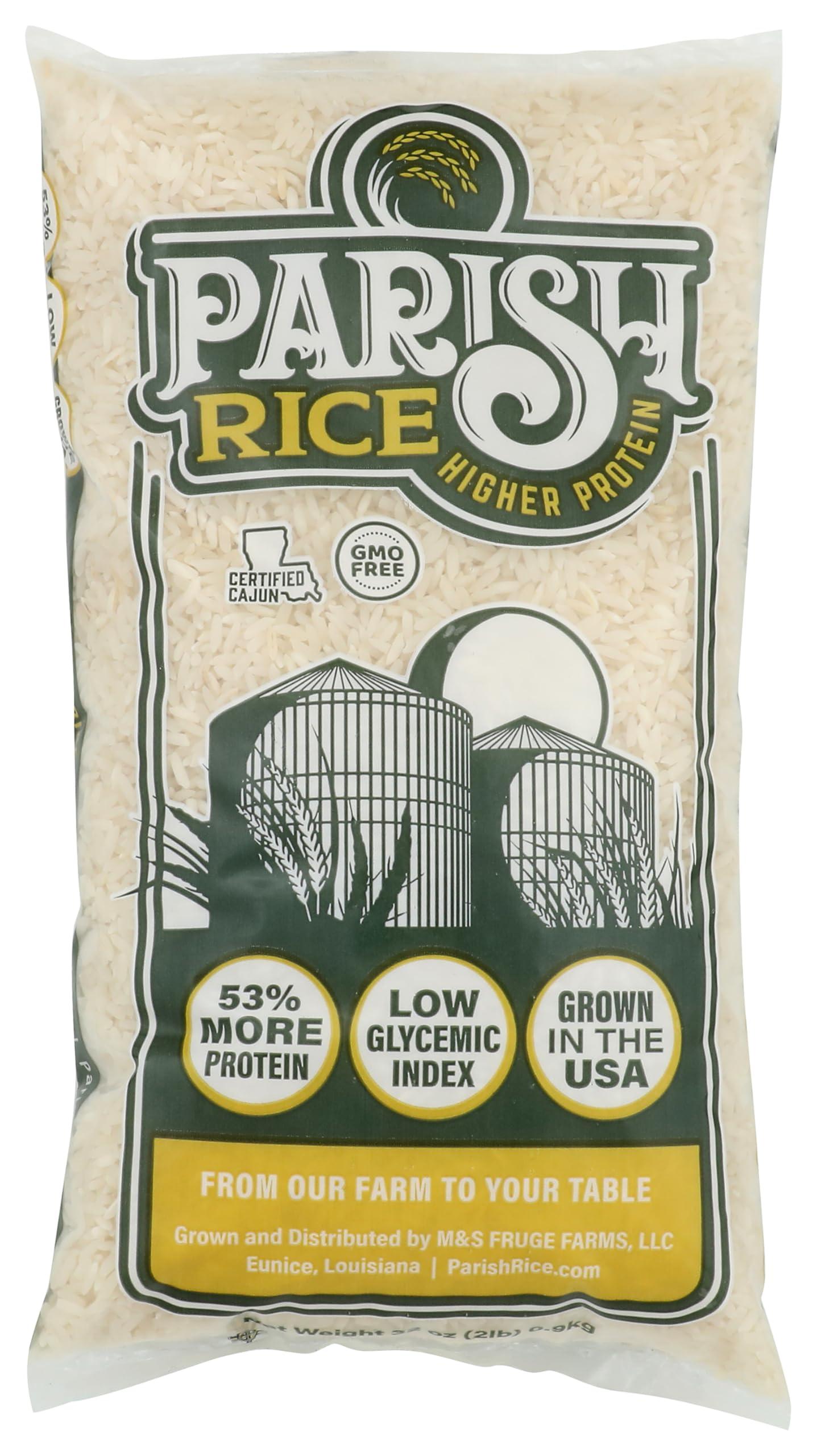 M&S Fruge Farms Parish White Rice High-Protein Rice with Low Glycemic Index Locally Grown Long-Grain White Rice Made in the USA Rich Nutrient Content Ideal for Curry, Desserts, Stir-Fry 2lb Bag