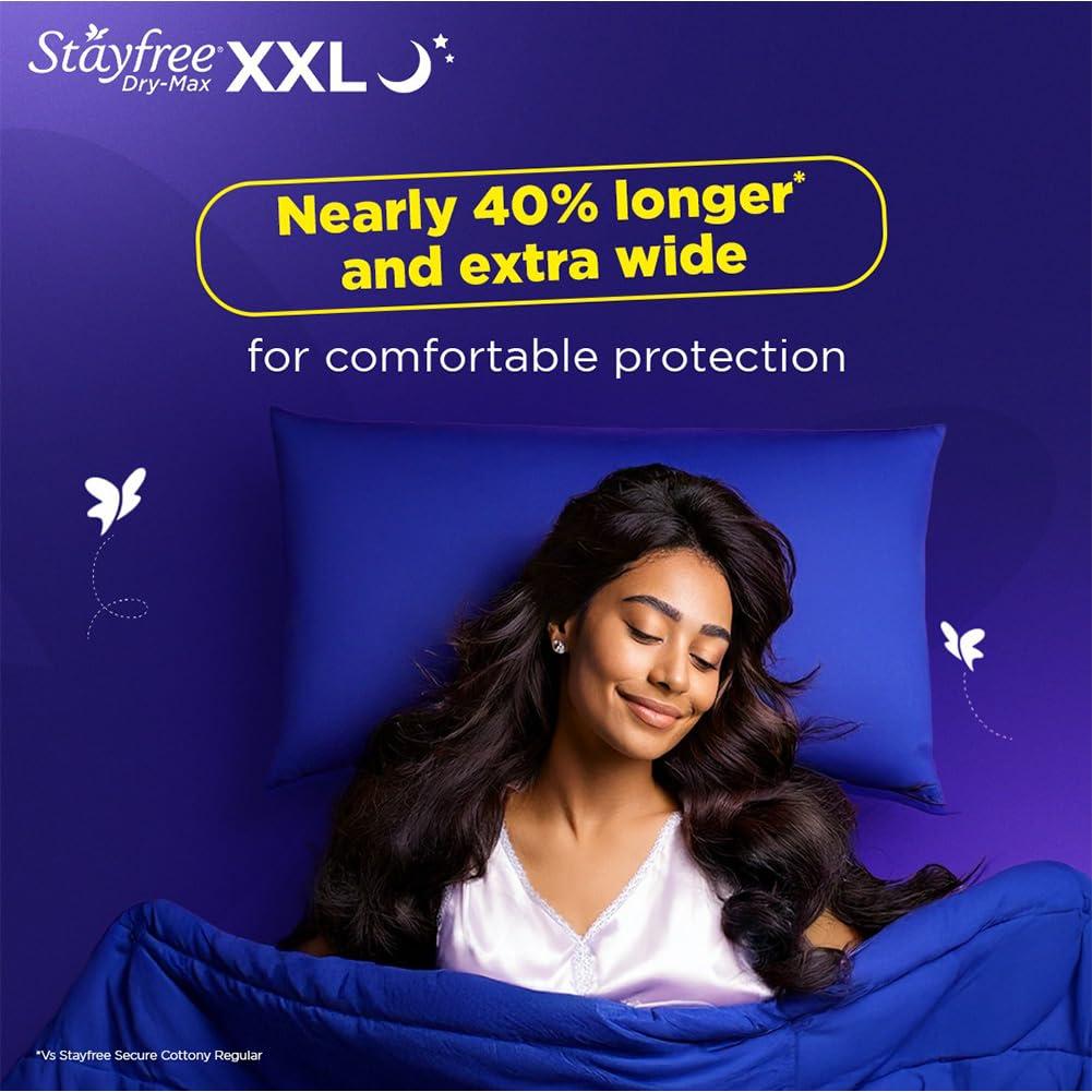 Stayfree Stayfree Dry Max All Night XL Dry Cover Sanitary Pads For Women With Wings, 28 Pads