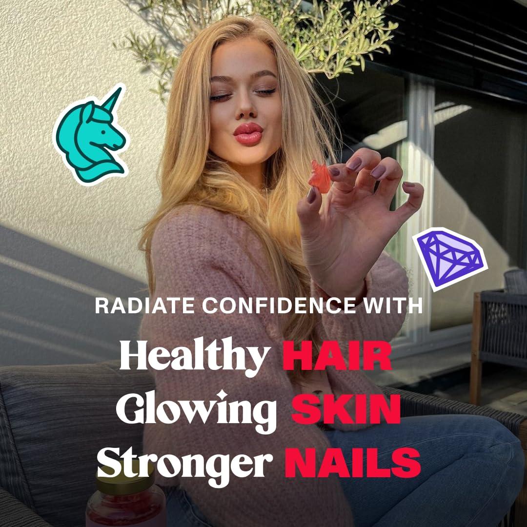 Bloom Robbins Bloom Robbins 60 Hair Gummies for Faster Hair Growth Vitamins for Women & 5000 MCG Non-GMO Vegan Biotin Gummies - Hair Skin and Nails Gummies - Hair Growth Gummies & Hair Skin and Nails Vitamins