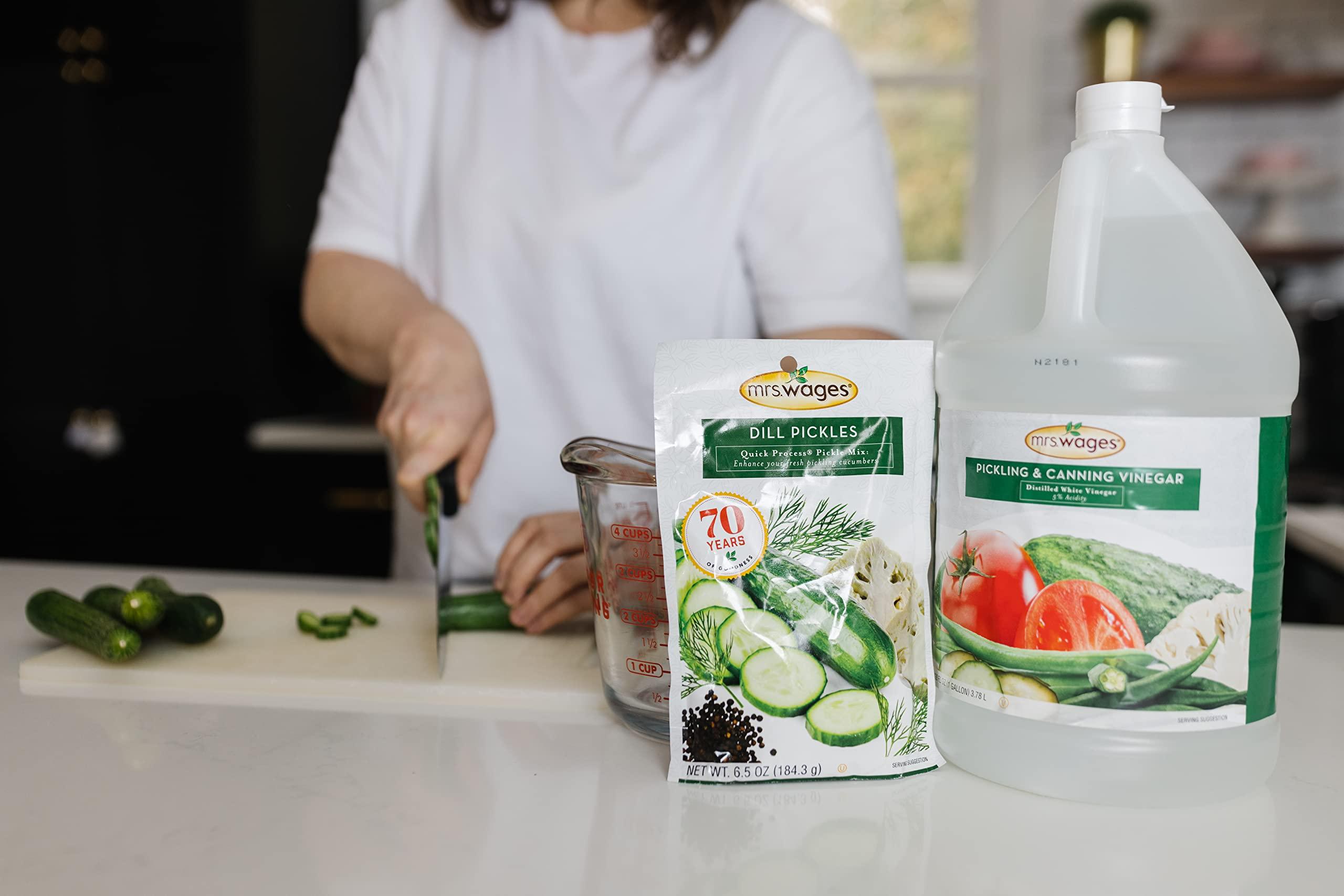 Mrs. Wages Mrs. Wages Quick Process Dill Pickle Mix, Quick and Easy, Simple-To-Use, Traditional Pickle Flavoring, Enhance Your Pickling Cucumbers, 6.5 oz Packet (Value Pack Of 6)