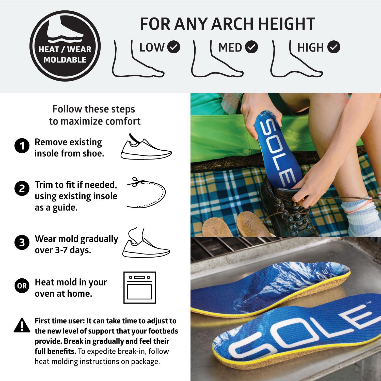 SOLE SOLE Performance Thick Plantar Fasciitis Insoles, Men & Women - Arch Support Inserts for Foot Health and Heel Pain Relief, Orthotic Shoe Inserts Men & Women