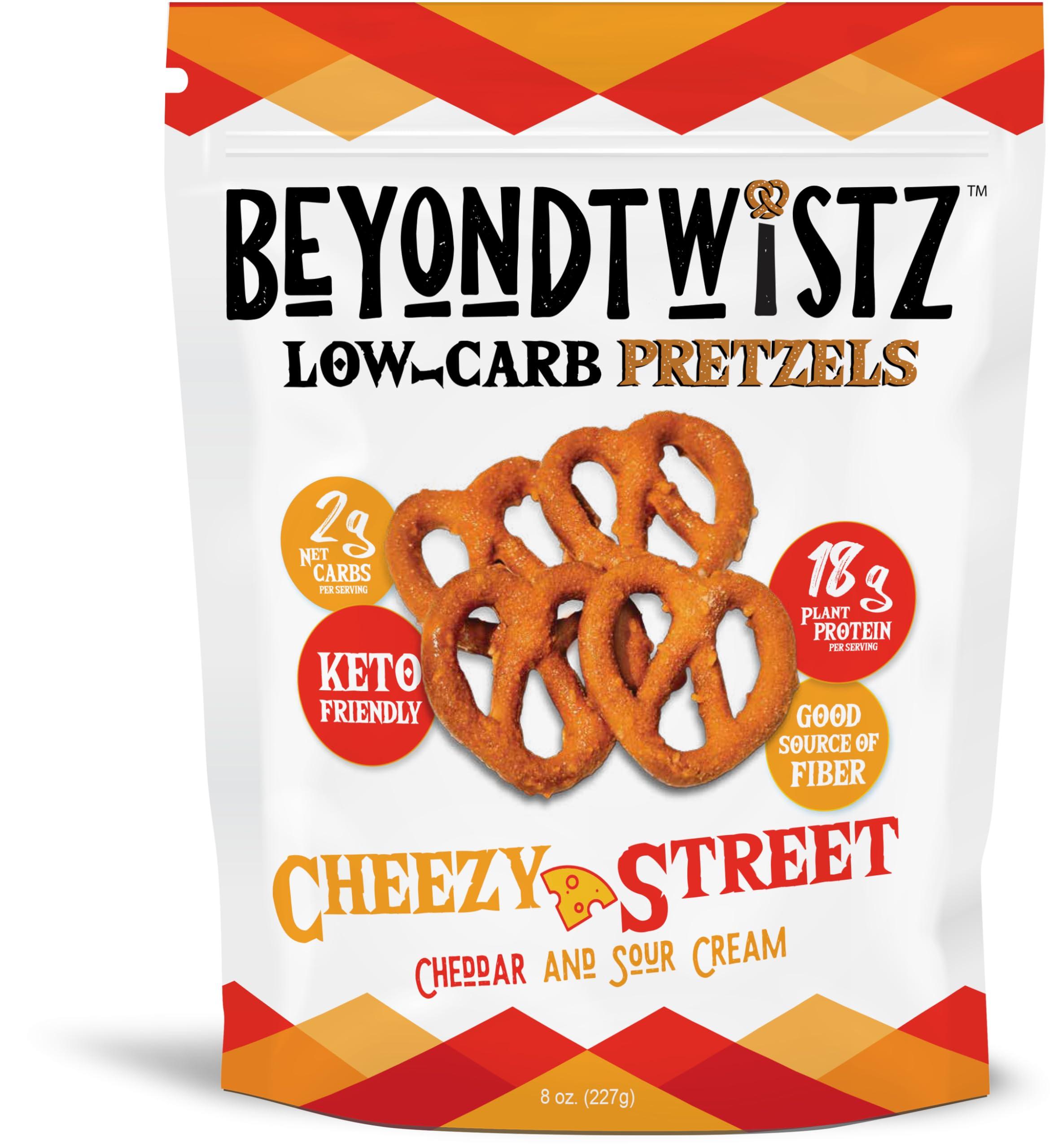 BeyondChipz BeyondTwistz Low Carb Pretzels, Ultimate Sampler Pack, Keto Friendly, 2g Net Carbs, 18g Protein, Powered By HealthSense High Fiber Wheat Flour, Family Size 8oz Bag, Pack of 4