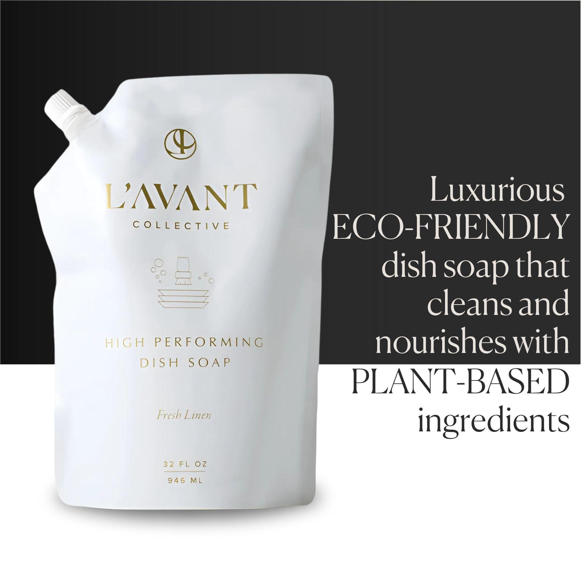 L\'AVANT Collective L\'AVANT Collective High Performing Dish Soap Refill | Plant-Based Ingredients & High Performing Formula | Fresh Linen Scent | 32 FL oz/946 mL
