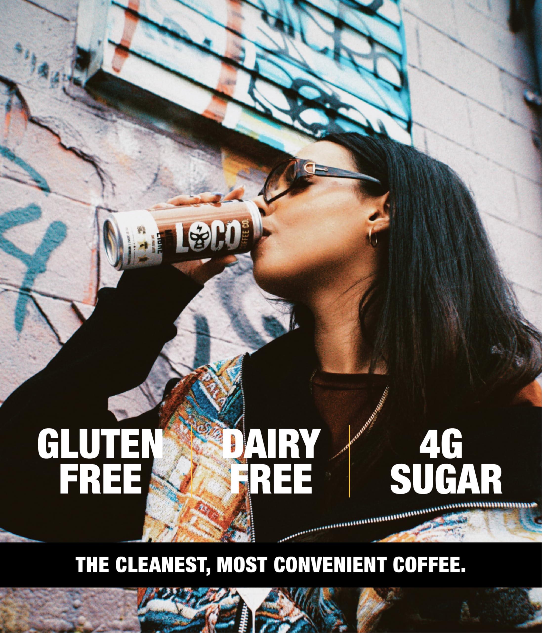 Loco Life Brew Loco Coffee Mocha Oat Milk Latte Cold Brew Coffee [Mocha] 11 Ounce Can, 12 Count | Medium Roast, 180mg Caffeine | Gluten Free and Dairy Free | Low Sugar, Low Calorie Iced Coffee