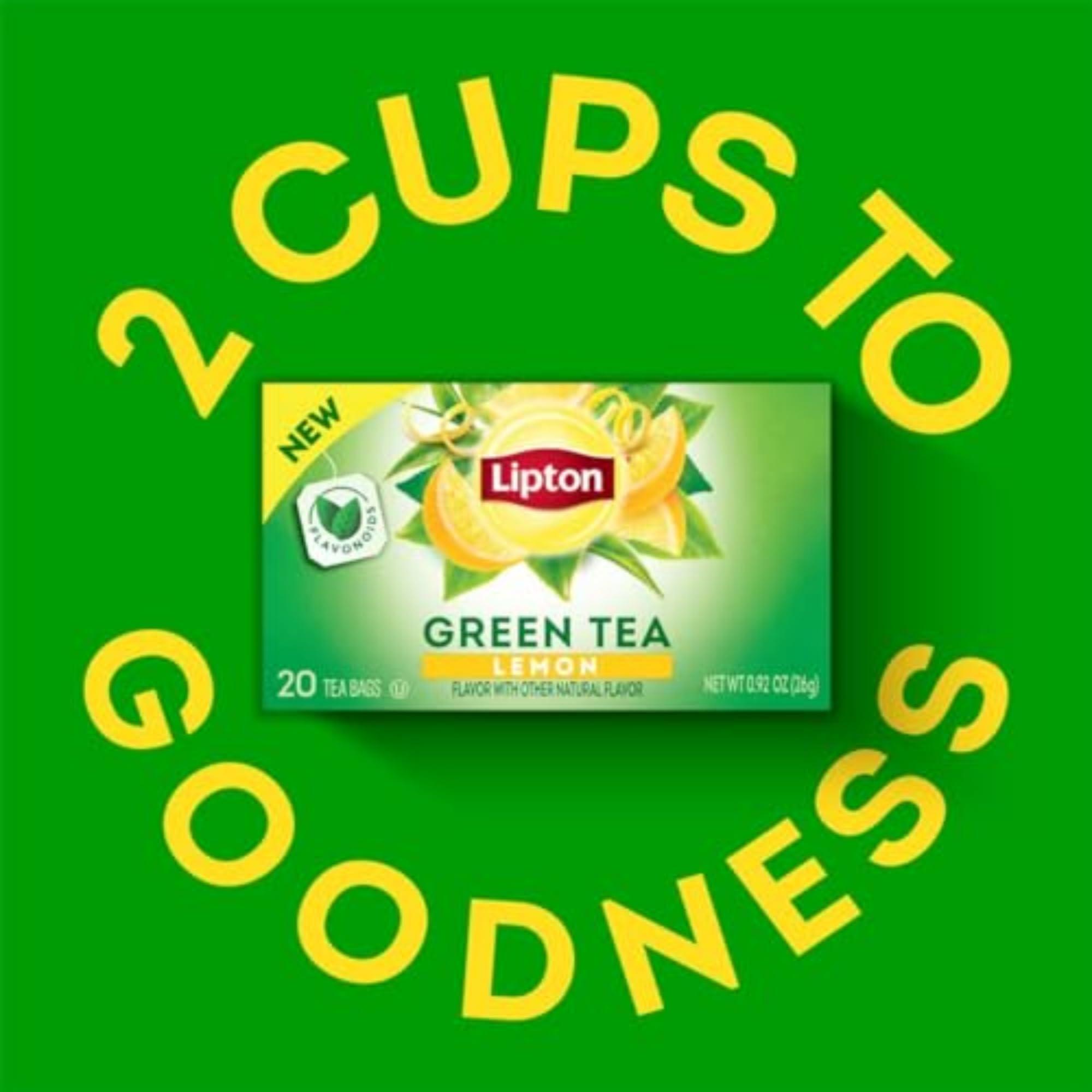 Lipton Lipton Lemon Green Tea Bags, Flavored, Unsweetened Teabags for Hot or Iced Tea with Caffeine and Flavonoids, 120 Total Bags (20ct - Pack of 6)